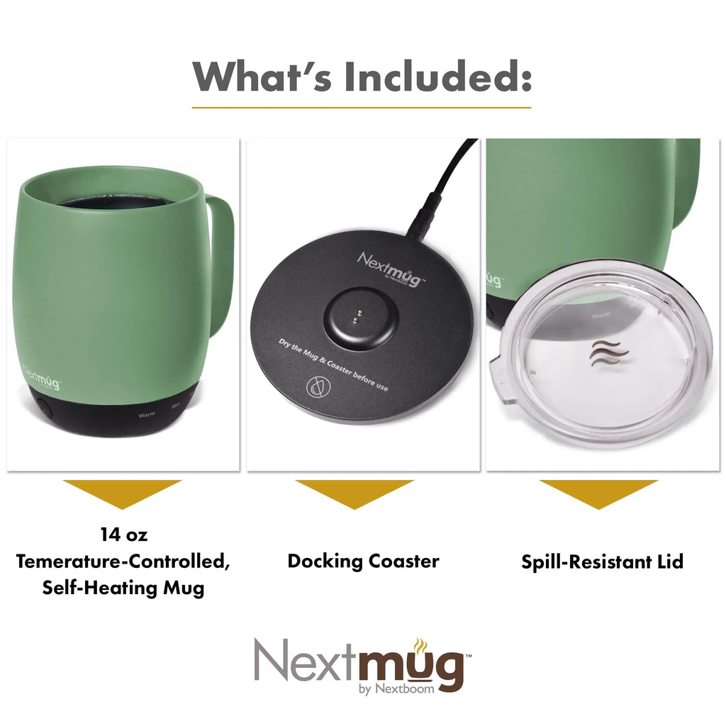 Nextmug - Temperature-Controlled, Self-Heating Coffee Mug (Black - 14 oz.) - Unique Gift Market