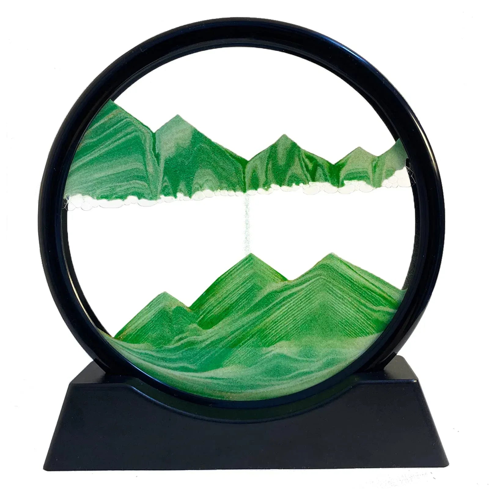 Moving Sand Art Picture - Sand Art Liquid Motion 3D Deep Sea Sandscape, Round Glass Frame Display Flowing Sand Relaxing Toy for Desktop Home Office Work Ocean Decor(Black, 7") - Unique Gift Market
