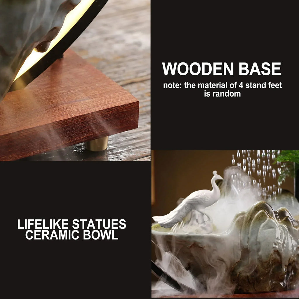 Buddha Tabletop Fountain Indoor Waterfall Fountain Office Tabletop Water Fountain with Lights Backflow Incense Burner Ceramic Indoor Zen Decor for Home Office Yoga Meditation (Buddha) - Unique Gift Market