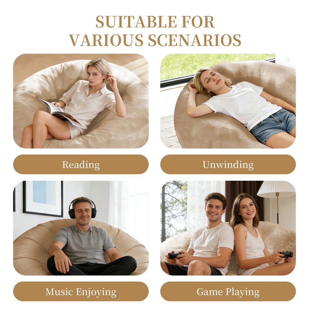 Big Beanbag Chairs for Adults ，6FT Bean Bag Chair with Filler Memory Foam Chair Super Soft Plush, Living Room Furniture, Suitable for bedrooms, Comfy Lounge Reading Chairs Birthday Gifts for Women Mom - Unique Gift Market