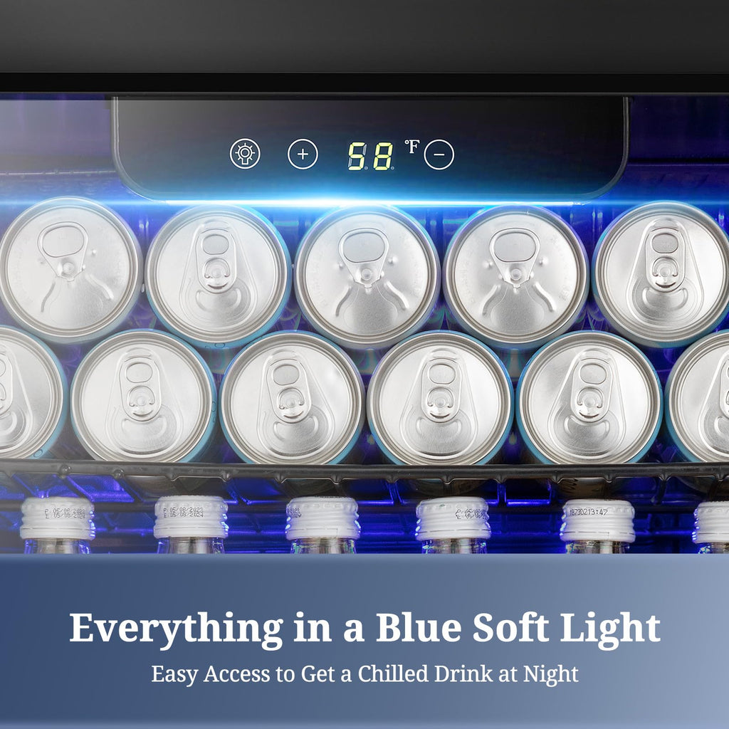 Antarctic Star 18L Beverage Refrigerator Cooler 24Can, Mini Fridge with Quiet Compressor, LED Light,Freestanding Small Fridge with Electronic Temperature Control for Home and Bar(40-61 ℉)