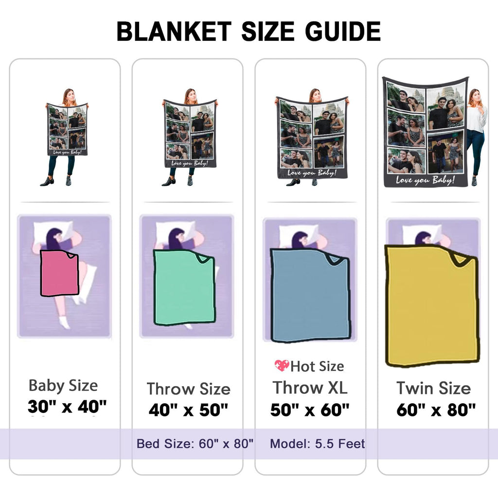 DayOfShe Ships Next Day, Personalized Photo Blankets for Girlfriend Gifts Mom Gifts, Custom Wife Blankets with Picture Flannel Throw Blanket for Boyfriend Couples Gifts