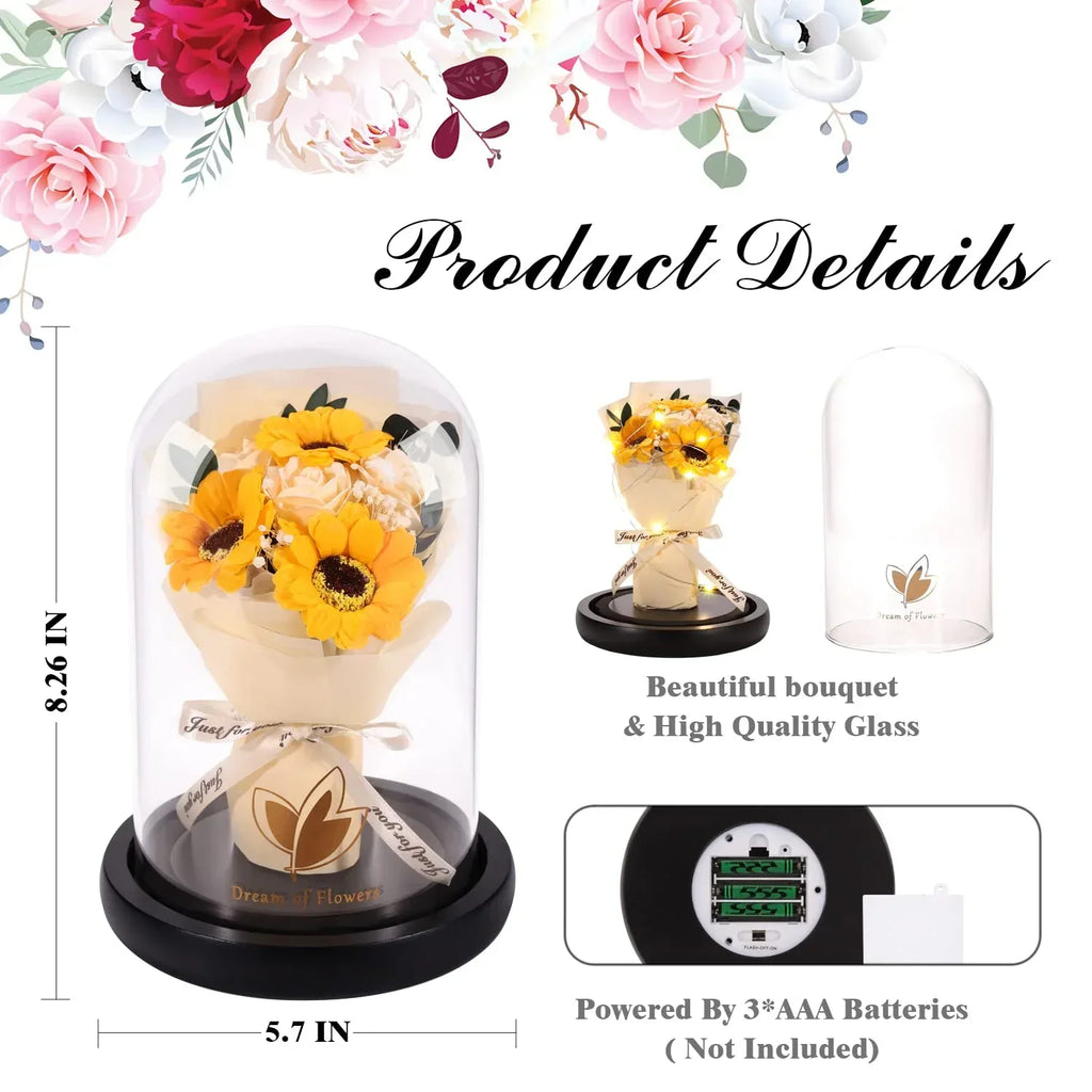 Valentines Day Gifts for Her,Valentines Flower Gifts for Women,Rose in Glass Dome with 2 Light Modes,Light Up Rose Flowers,Valentines Anniversary Birthday Gifts for Women, Mom, Wife, Girlfriend - Unique Gift Market