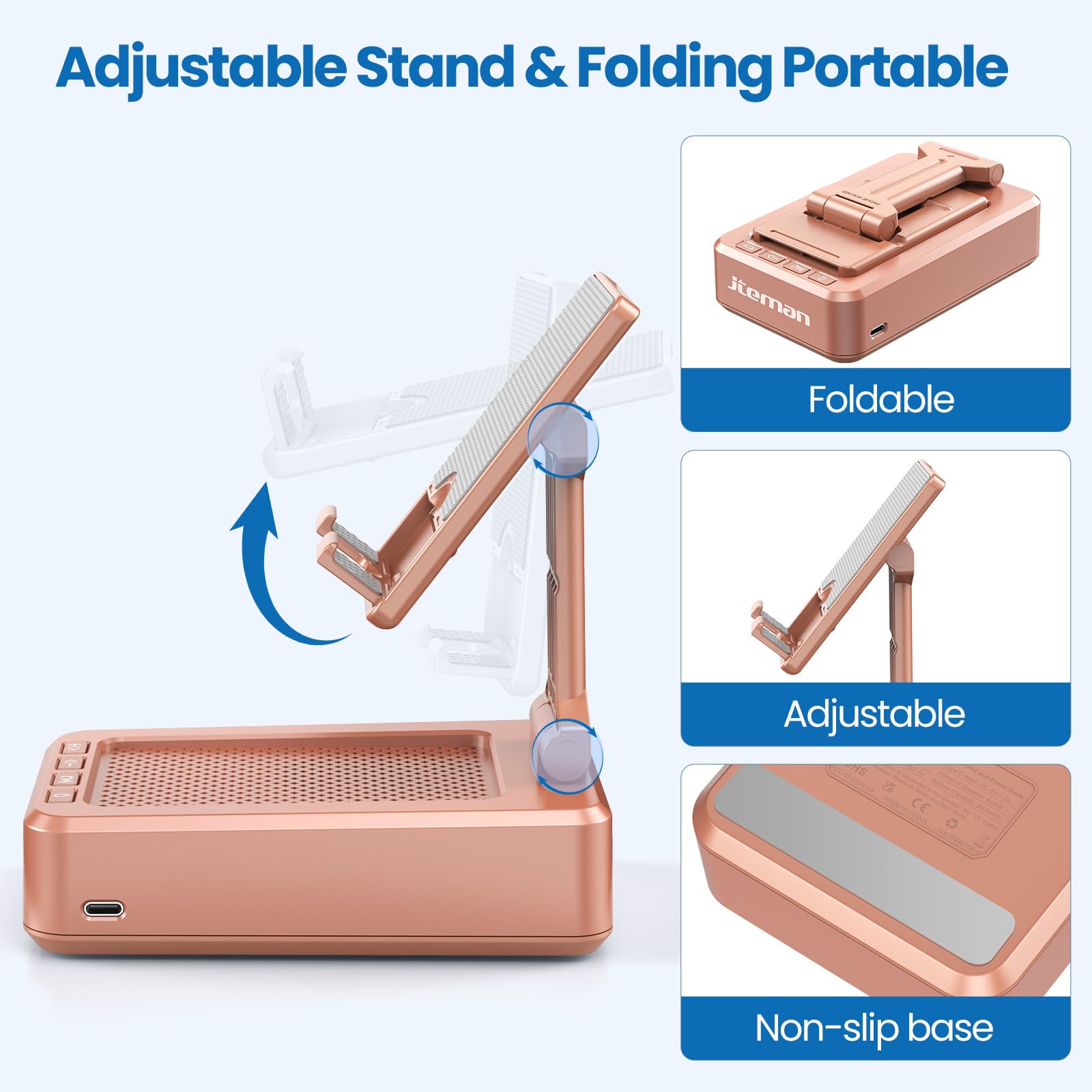 Cell Phone Stand with Wireless Bluetooth Speaker and Anti-Slip Base HD Surround Sound Perfect for Home and Outdoors with Bluetooth Speaker for Desk Compatible with iPhone/ipad/Samsung Galaxy