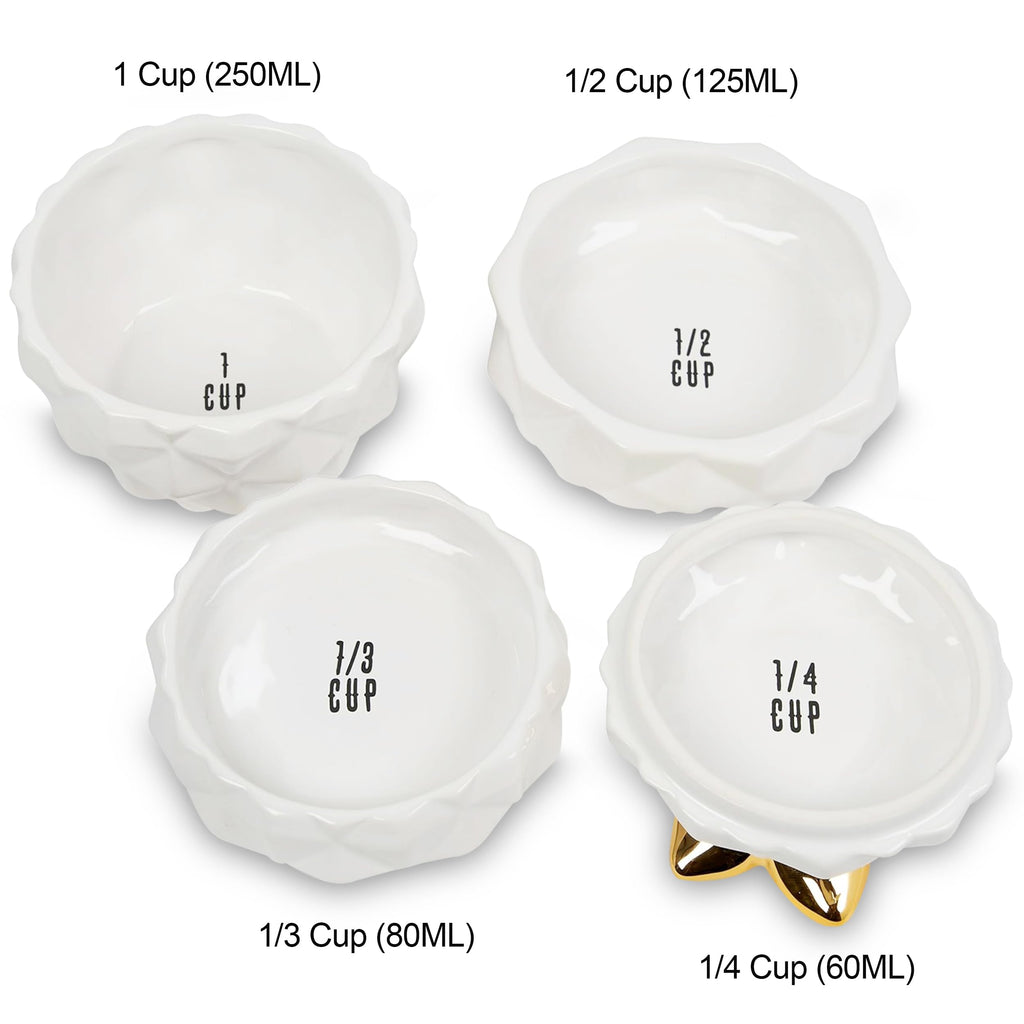 White Cat Measuring Cups & Spoons Gift Set – Ceramic Kitchen Tools for Cat Lovers & Bakers – 4 Measuring Cups and 4 Measuring Spoons – Unique Gift for Kitchen, Baking, and Cat Lovers