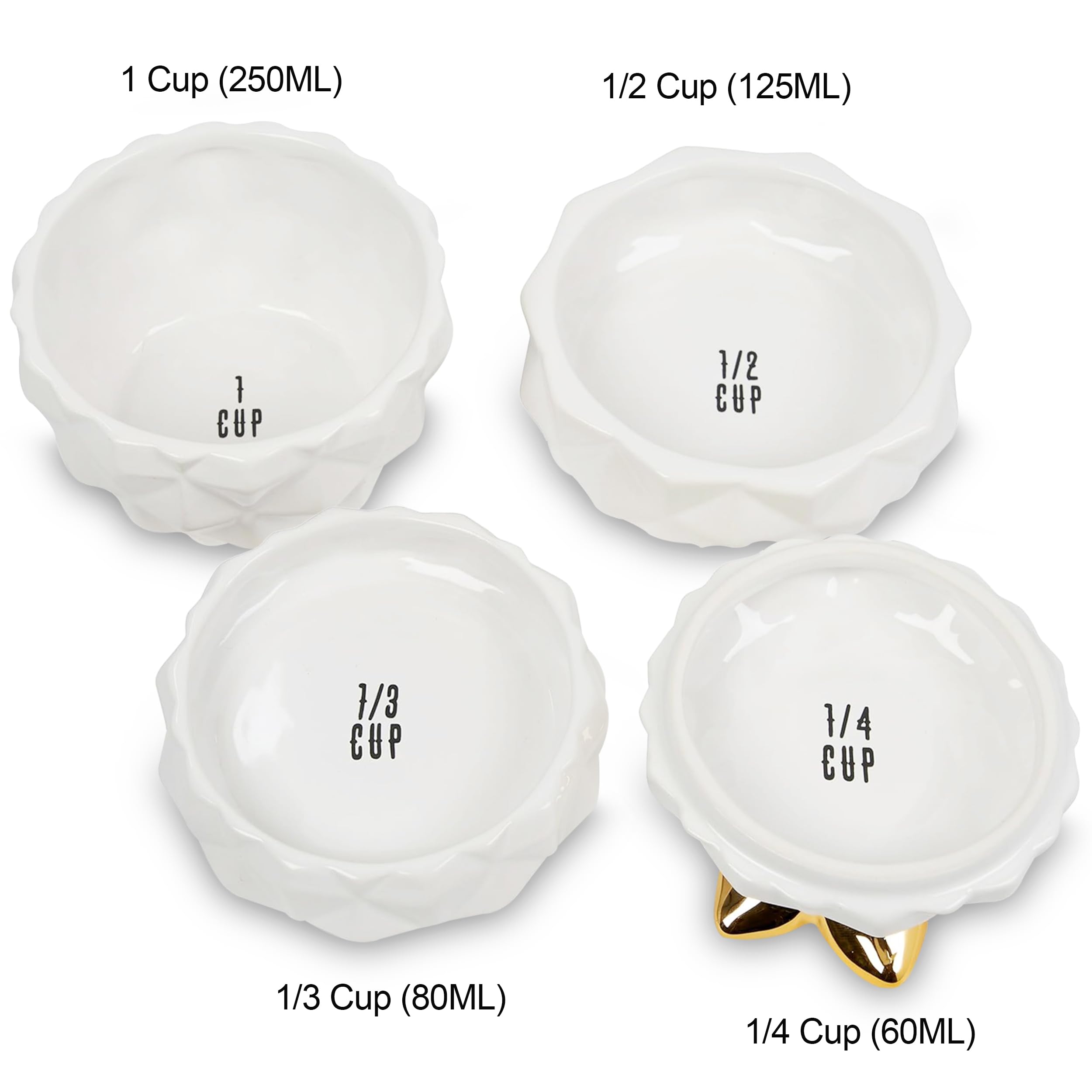 White Cat Measuring Cups & Spoons Gift Set – Ceramic Kitchen Tools for Cat Lovers & Bakers – 4 Measuring Cups and 4 Measuring Spoons – Unique Gift for Kitchen, Baking, and Cat Lovers