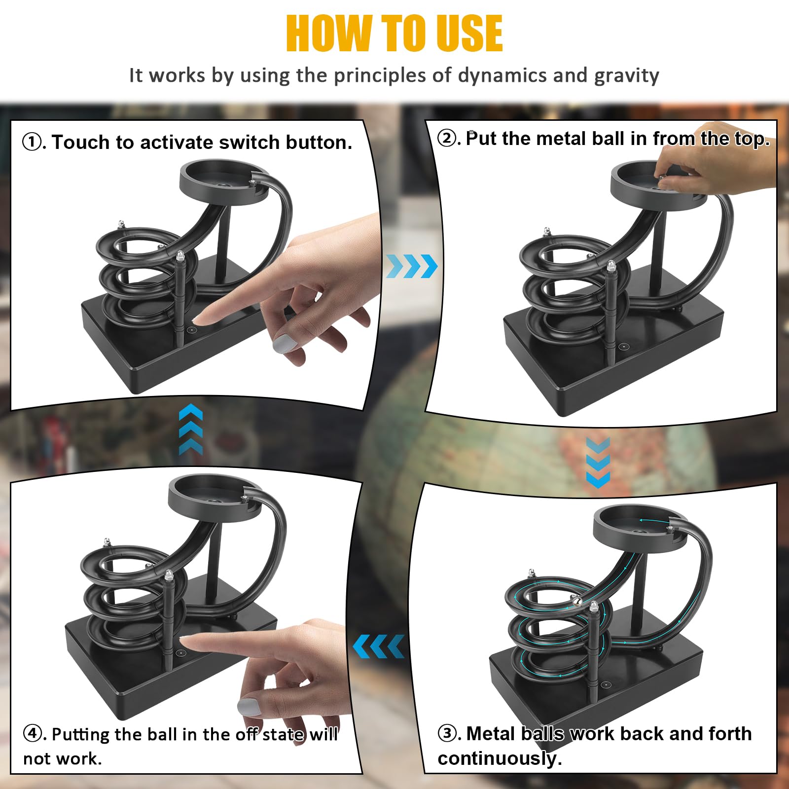 Kinetic Art Perpetual Motion Machine, Physical Balance Kinetic Energy Model, Newtons Science Physics Gadgets, Non-Stop Rolling Ball Toys, Balance Stress Relief Creative Gifts for Friends and Family