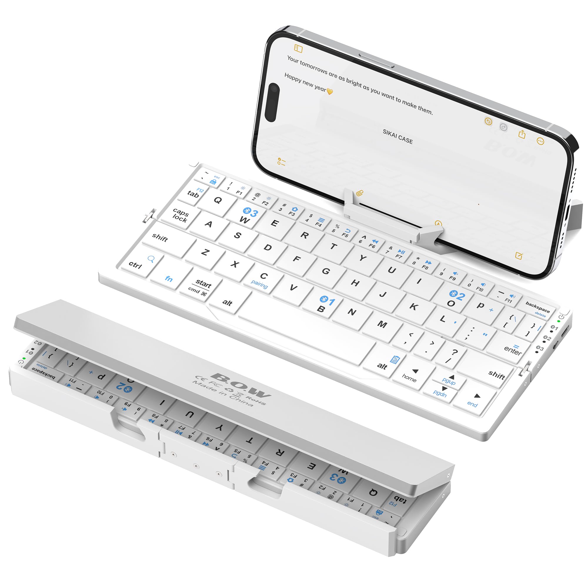 SIKAI CASE Foldable Bluetooth Keyboard with Magnetic Stand,Aluminum Alloy Mini Quiet Folding Portable Lightweight Travel Rechargeable Pocket for Tablet,iPad, Phones, Black