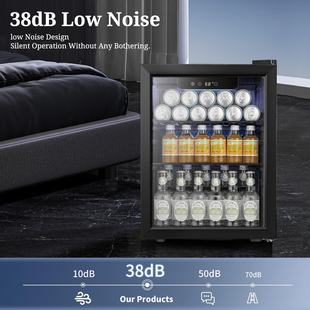 Antarctic Star 18L Beverage Refrigerator Cooler 24Can, Mini Fridge with Quiet Compressor, LED Light,Freestanding Small Fridge with Electronic Temperature Control for Home and Bar(40-61 ℉)