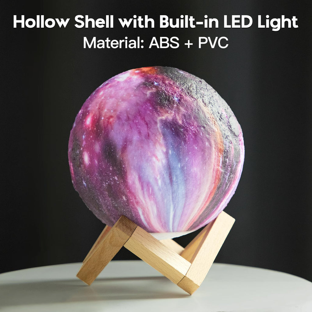 BRIGHTWORLD Moon Lamp Galaxy Lamp 5.9 inch 16 Colors LED 3D Moon Light, Remote & Touch Control Moon Night Light Christmas Gifts for Girls Boys Kids Women Birthday（Wooden Base）