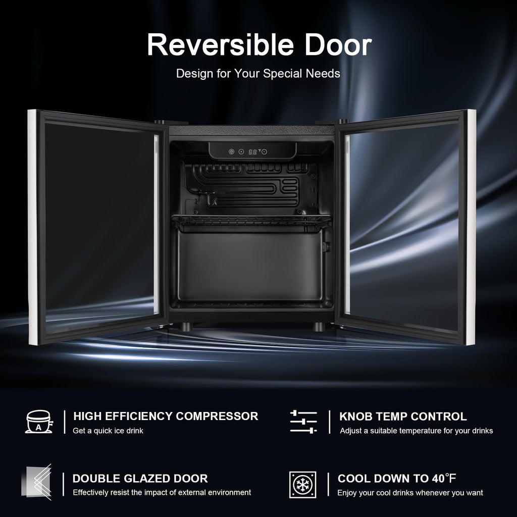 Antarctic Star 18L Beverage Refrigerator Cooler 24Can, Mini Fridge with Quiet Compressor, LED Light,Freestanding Small Fridge with Electronic Temperature Control for Home and Bar(40-61 ℉)