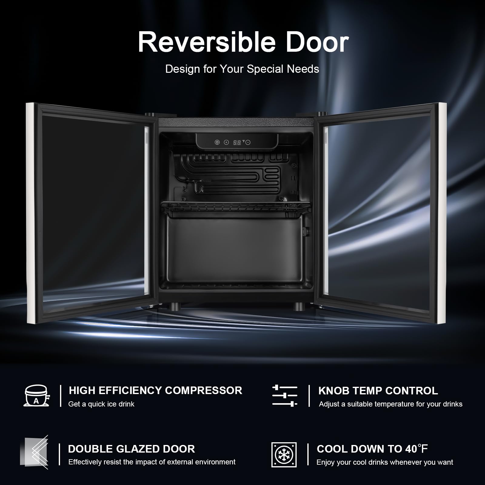 Antarctic Star 18L Beverage Refrigerator Cooler 24Can, Mini Fridge with Quiet Compressor, LED Light,Freestanding Small Fridge with Electronic Temperature Control for Home and Bar(40-61 ℉)