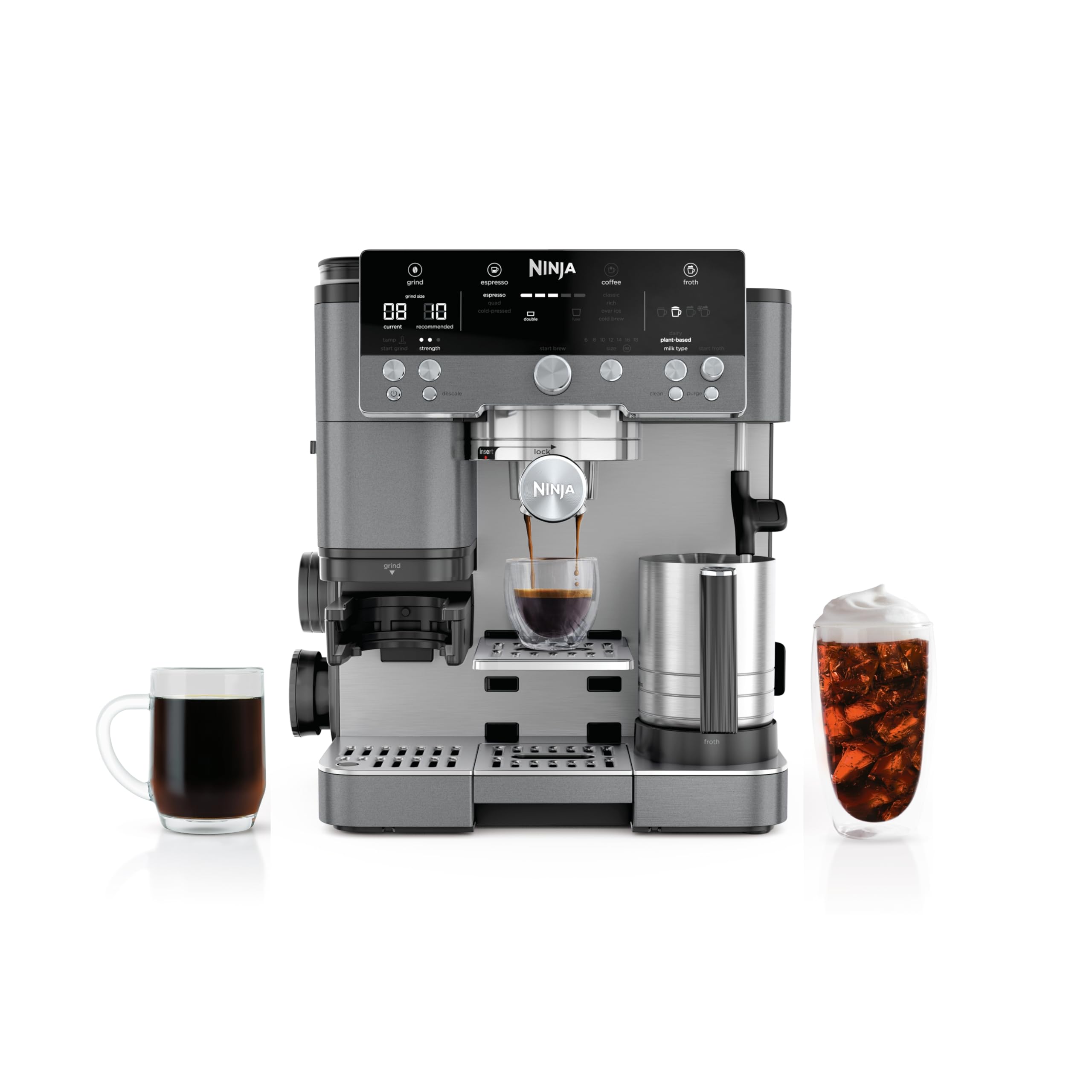 Ninja Luxe Café 3-in-1 Espresso, Drip Coffee and Cold Brew Machine | Integrated Coffee Grinder, Milk Frother, Assisted Tamper & Built-In Espresso Accessory Storage | Stainless Steel | ES601