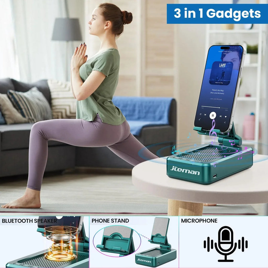 Cell Phone Stand with Wireless Bluetooth Speaker and Anti-Slip Base HD Surround Sound Perfect for Home and Outdoors with Bluetooth Speaker for Desk Compatible with iPhone/ipad/Samsung Galaxy - Unique Gift Market