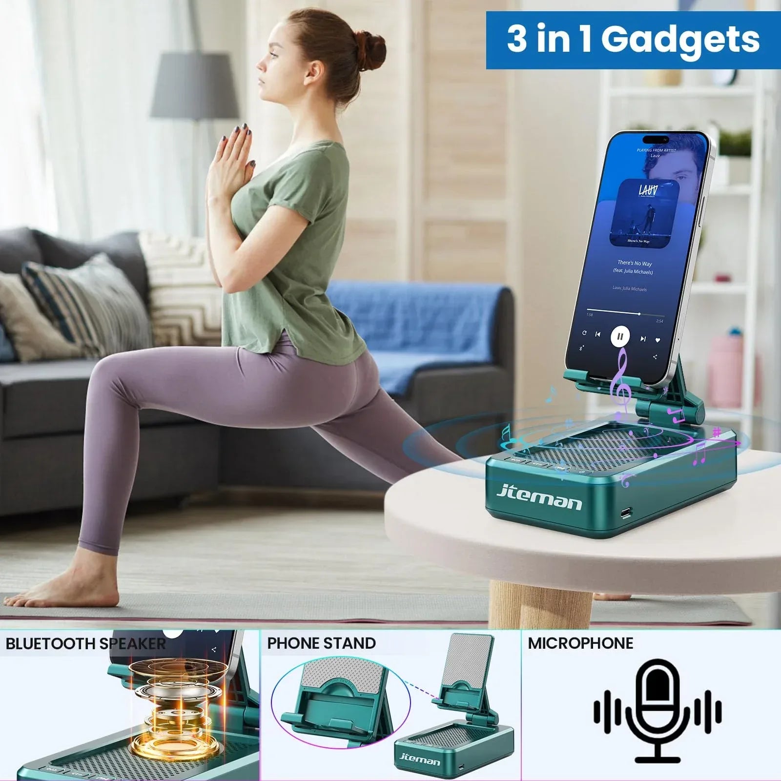Cell Phone Stand with Wireless Bluetooth Speaker and Anti-Slip Base HD Surround Sound Perfect for Home and Outdoors with Bluetooth Speaker for Desk Compatible with iPhone/ipad/Samsung Galaxy - Unique Gift Market
