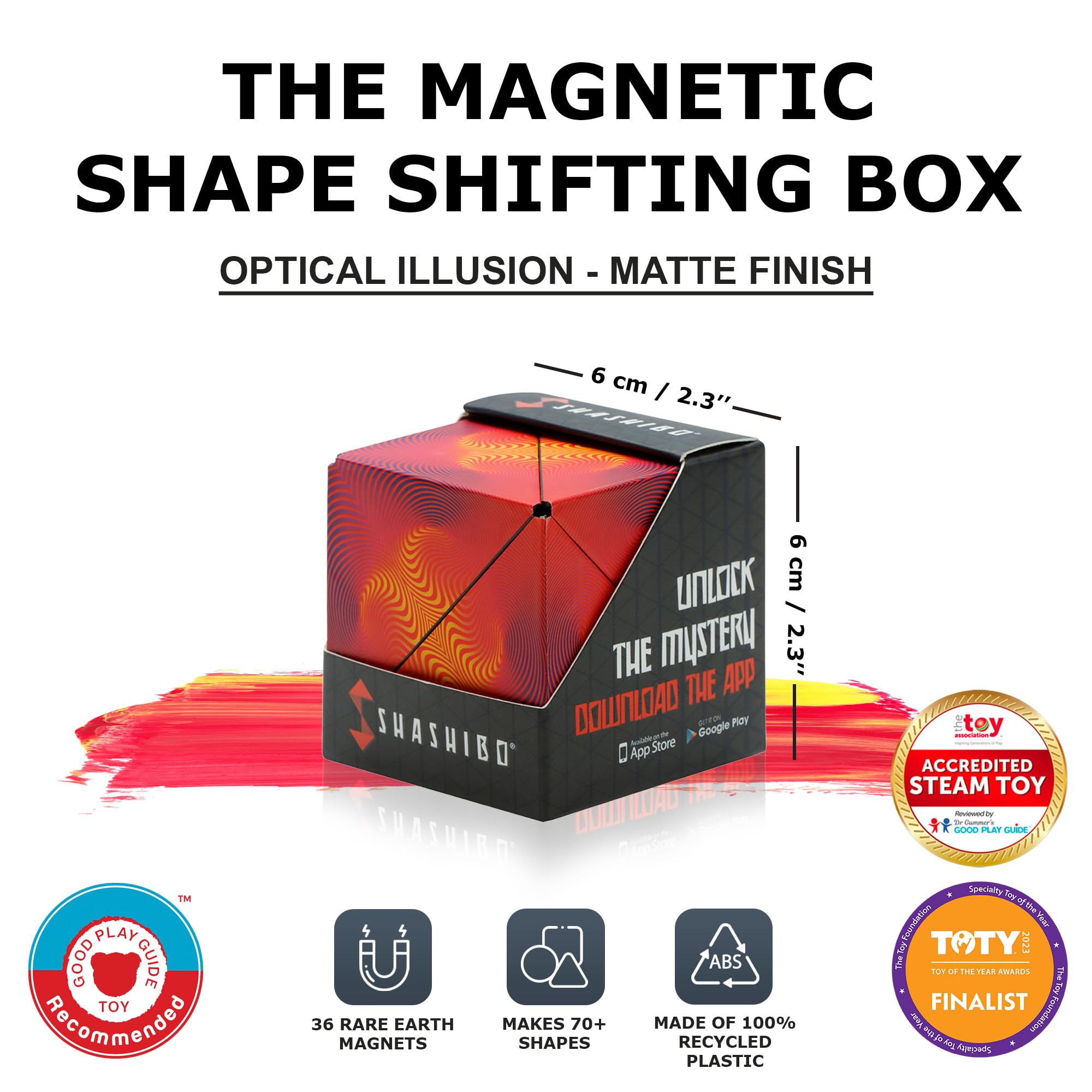 Shashibo Shape Shifting Box - Award-Winning STEM Fidget Toy with Ultra Strong Magnets - Puzzle Cube Transforms Into 100+ Shapes, Perfect Sensory Gift for Kids, Teens, and Adults (Wings)