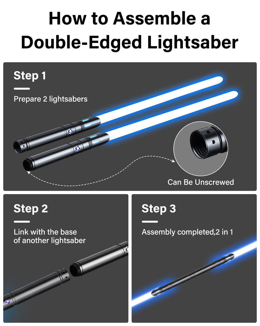 Lightsaber, Double-bladed Dueling Light Saber, 4 Sound Fonts, 12 RGB Colors FX Metal Hilt Light Sabers 40inch Real Light Sabers 2pack for Adults/Kids Birthday Xmas Gift, Halloween Cosplay