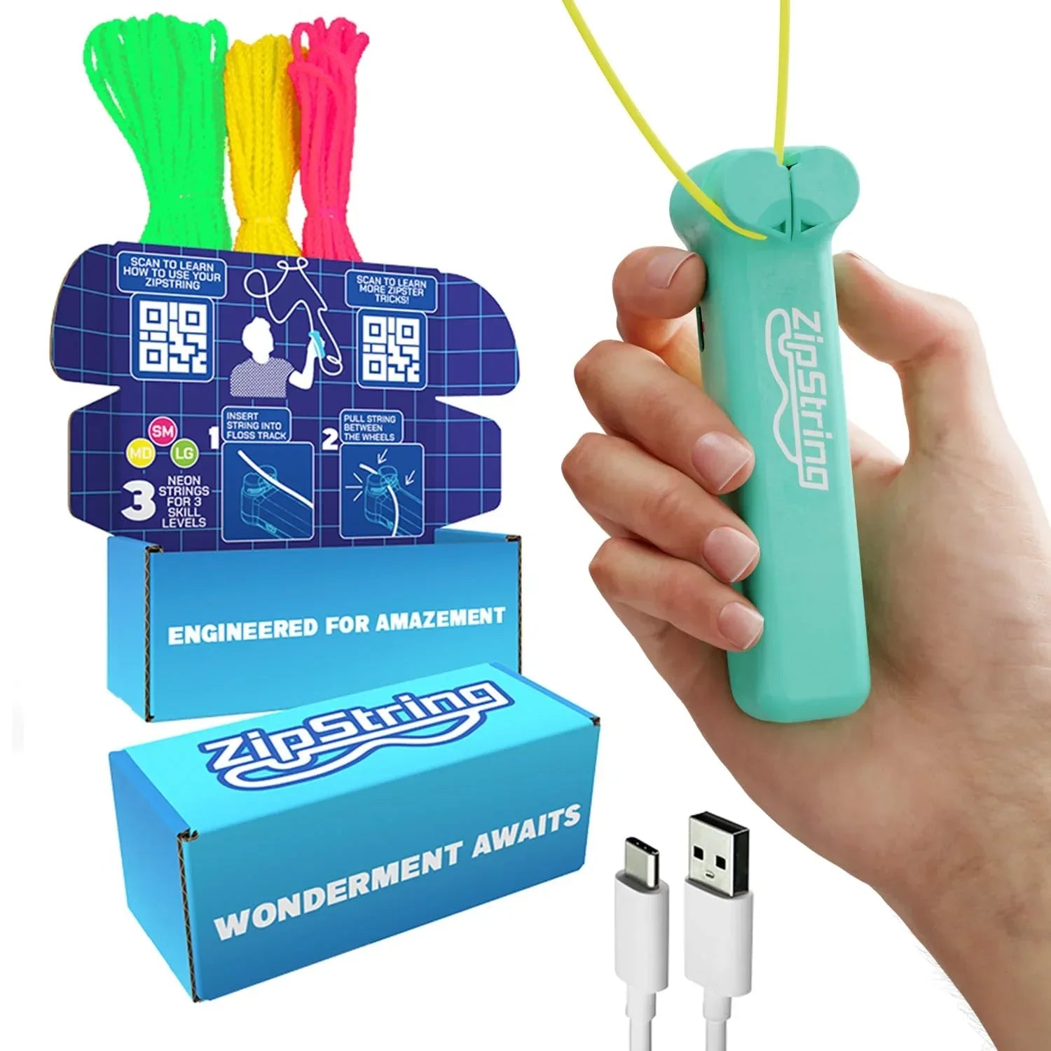 ZipString Original - As Seen on Shark Tank - Classic Rope Launcher Toy, Perfect for Kids & Adults - Fly a String Loop in The Air for Endless Tricks & Fun, Wonderment Awaits, Rock'it Red - Unique Gift Market