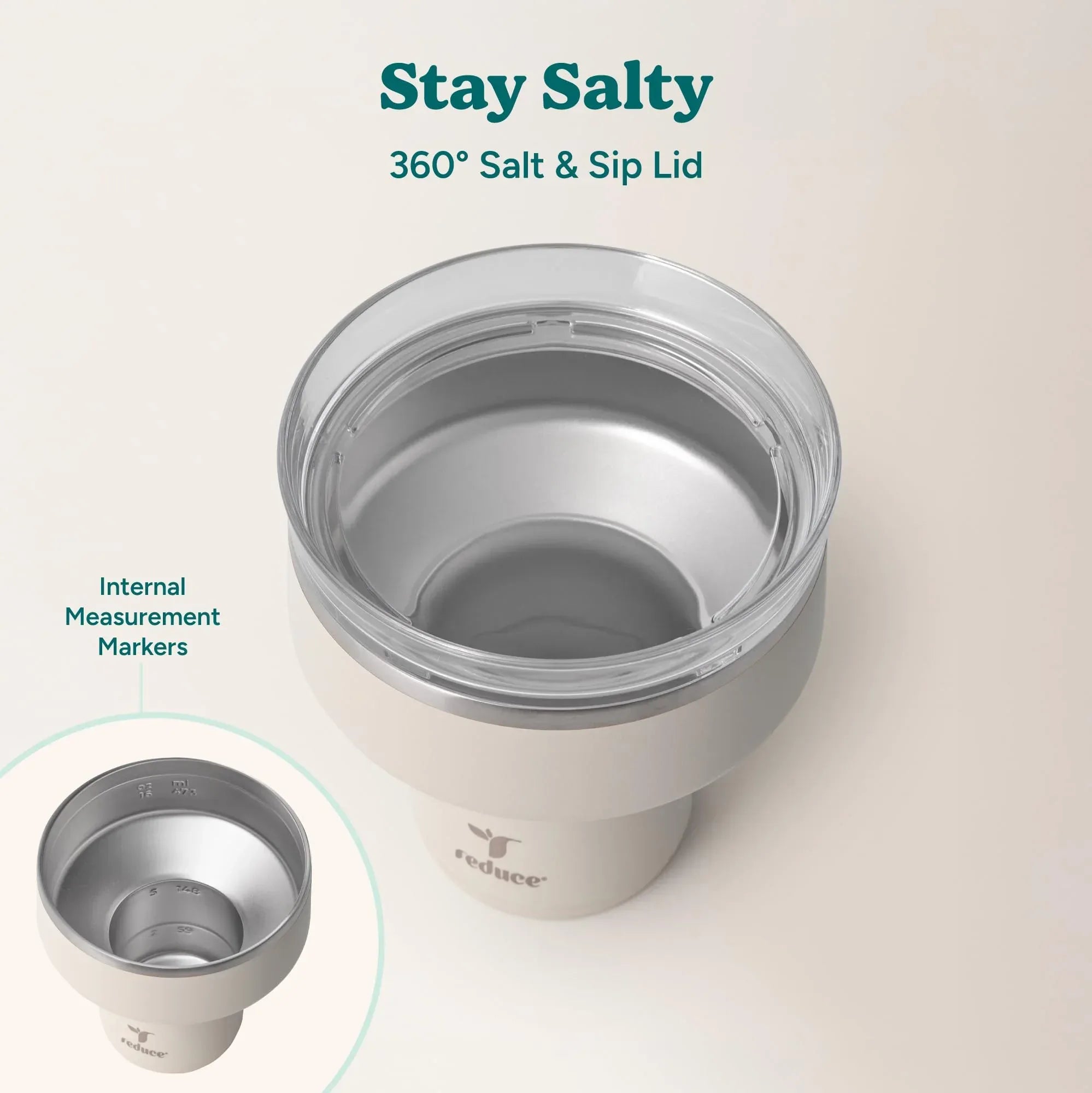 REDUCE Saltini 16 oz Cocktail Tumbler - Insulated Margarita Tumbler with Lid - Keeps Drinks Cold for 10 Hours - 360 Sippable Martini Glass Alternative - Shatterproof, Perfect for Parties - Sea Glass - Unique Gift Market