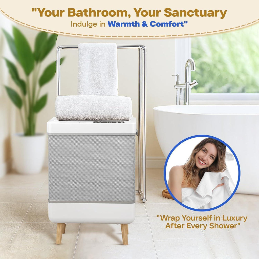 35L Towel Warmer Gift Set – Family-Sized Foldable Design with Window, Dual Safety Shut-Off for Overheat & Tip-Over, 12 Aroma Discs – A Spa-Like Luxury for Home & Loved Ones - Unique Gift Market