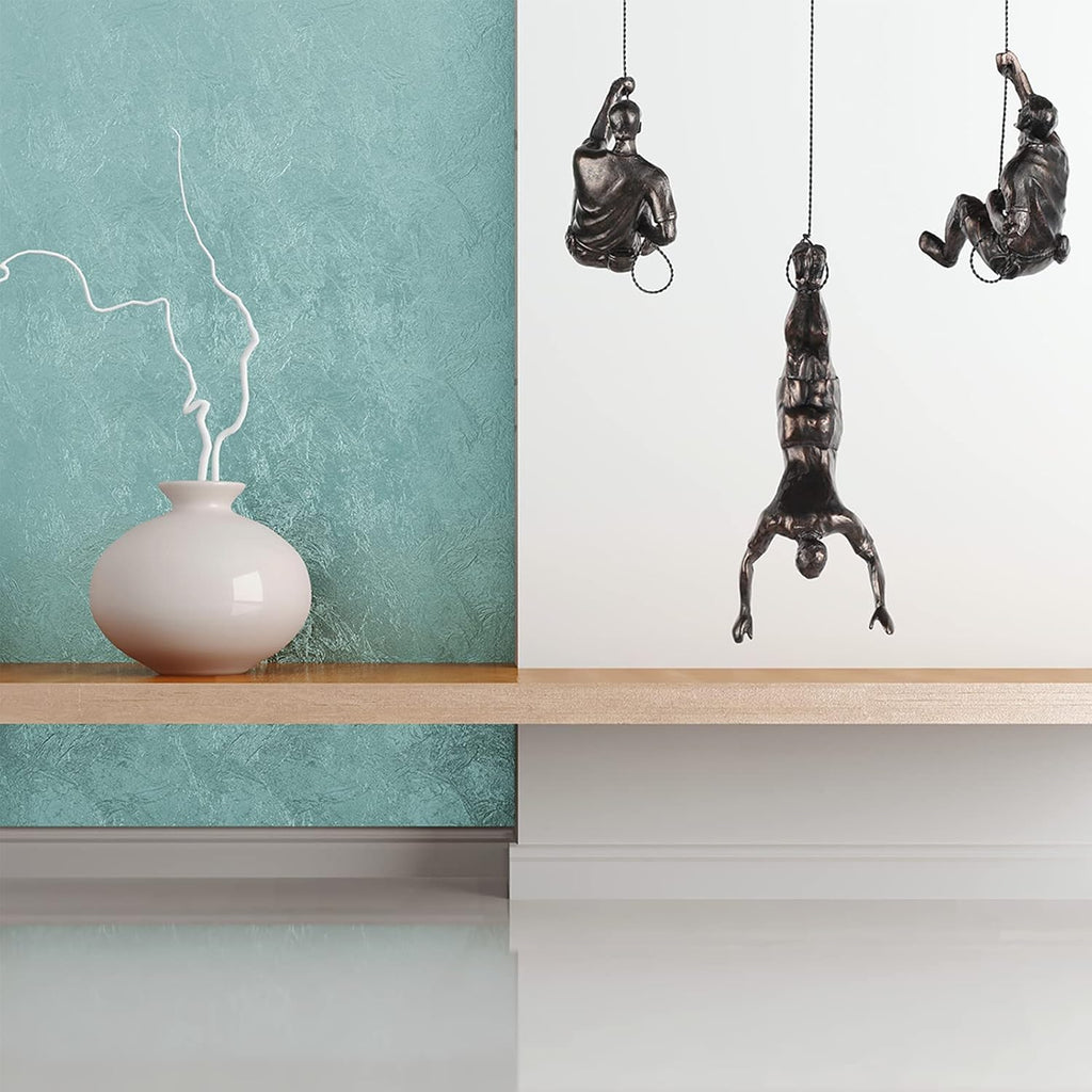 Large Set of 3 Climbing Men Wall Art Decor Sculpture,Nordic Modern Simplicity Decorative Wall Art, Climbing Man Sculptures,Home & Office Climber Gifts