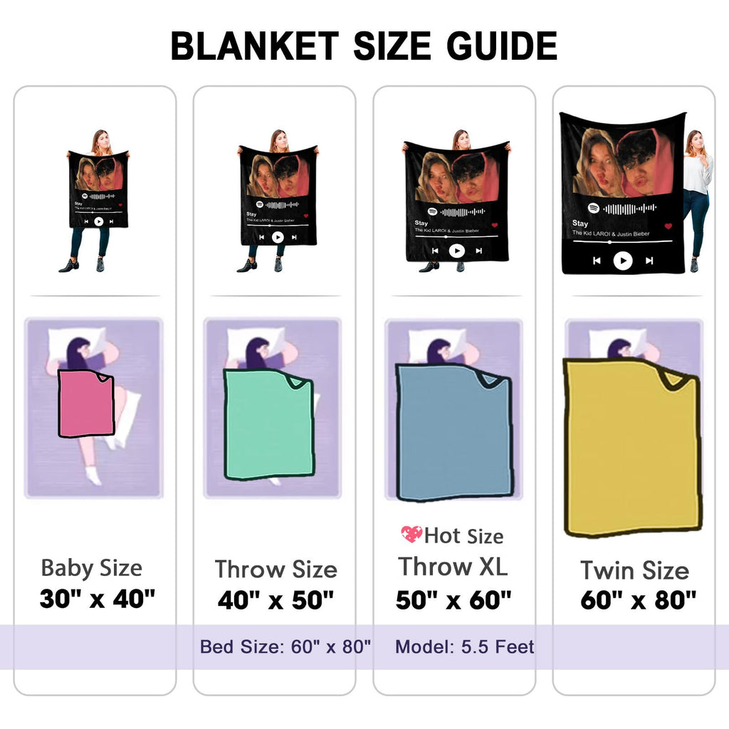 DayOfShe Ships Next Day, Personalized Photo Blankets for Girlfriend Gifts Mom Gifts, Custom Wife Blankets with Picture Flannel Throw Blanket for Boyfriend Couples Gifts