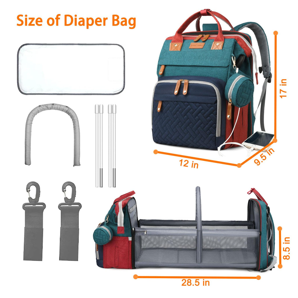 Baby Diaper Bags with Changing Station, Waterproof Diaper Bag Backpack for Moms Dads with USB Charging Port, Baby Shower Gifts, Large Capacity diaper backpack, Grey