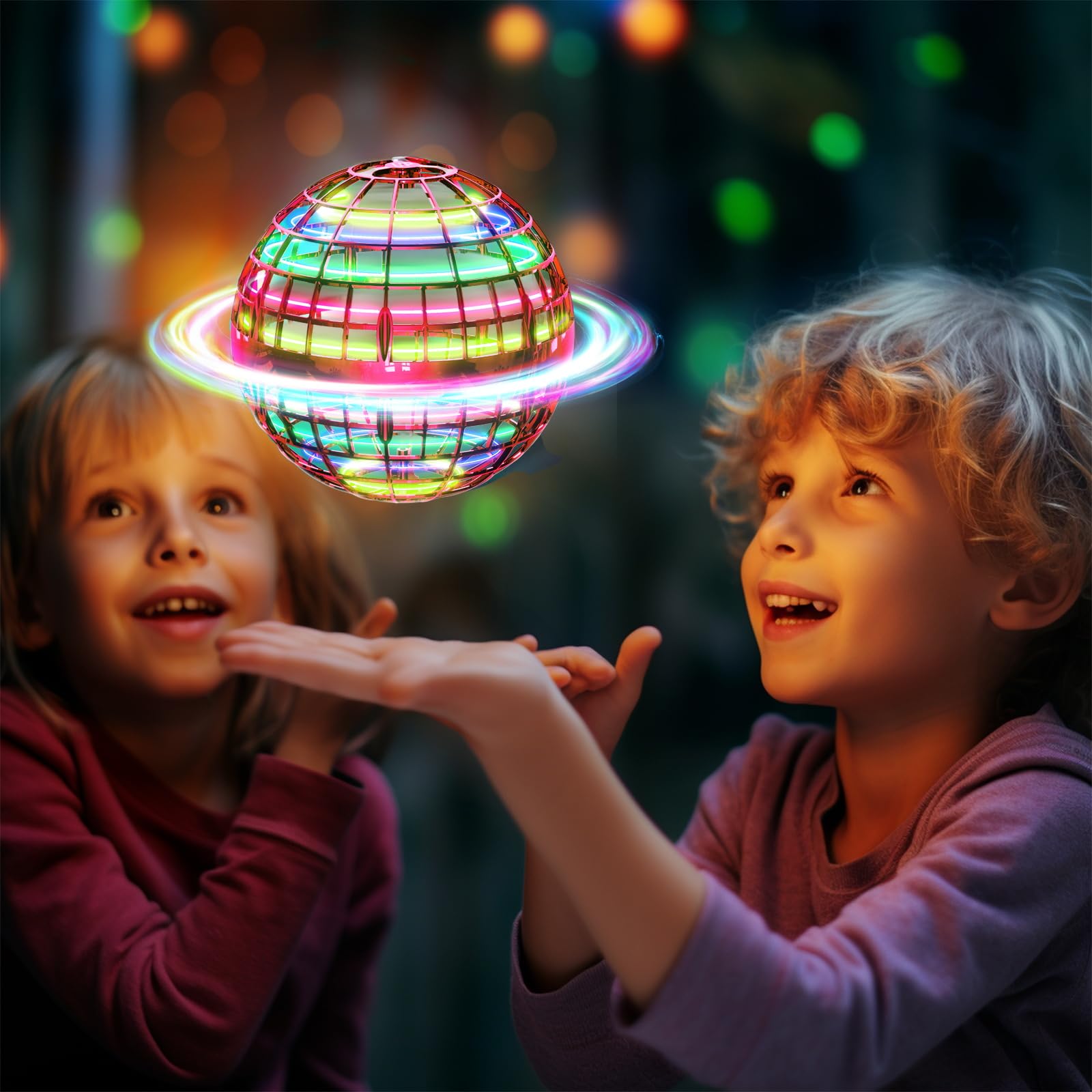 Flying Orb Ball (Blue, 2025 Upgraded) with Dazzling Lights, Magic Hover Spinner, Cool Boomerang Drone, Floating Cosmic Globe, Kids Toys Gifts for 6 7 8 9 10 Year Old Boys Girls