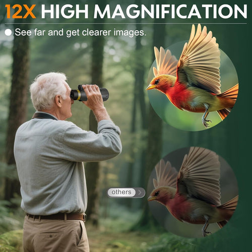 Birthday Gifts for Men Dad Husband Him Young, 12x60 Powerful Monocular Telescope with Phone Adapter & Tripod, SMC & BAK4 Prism, for Fathers Day, Hiking Gifts for Outdoors Lover