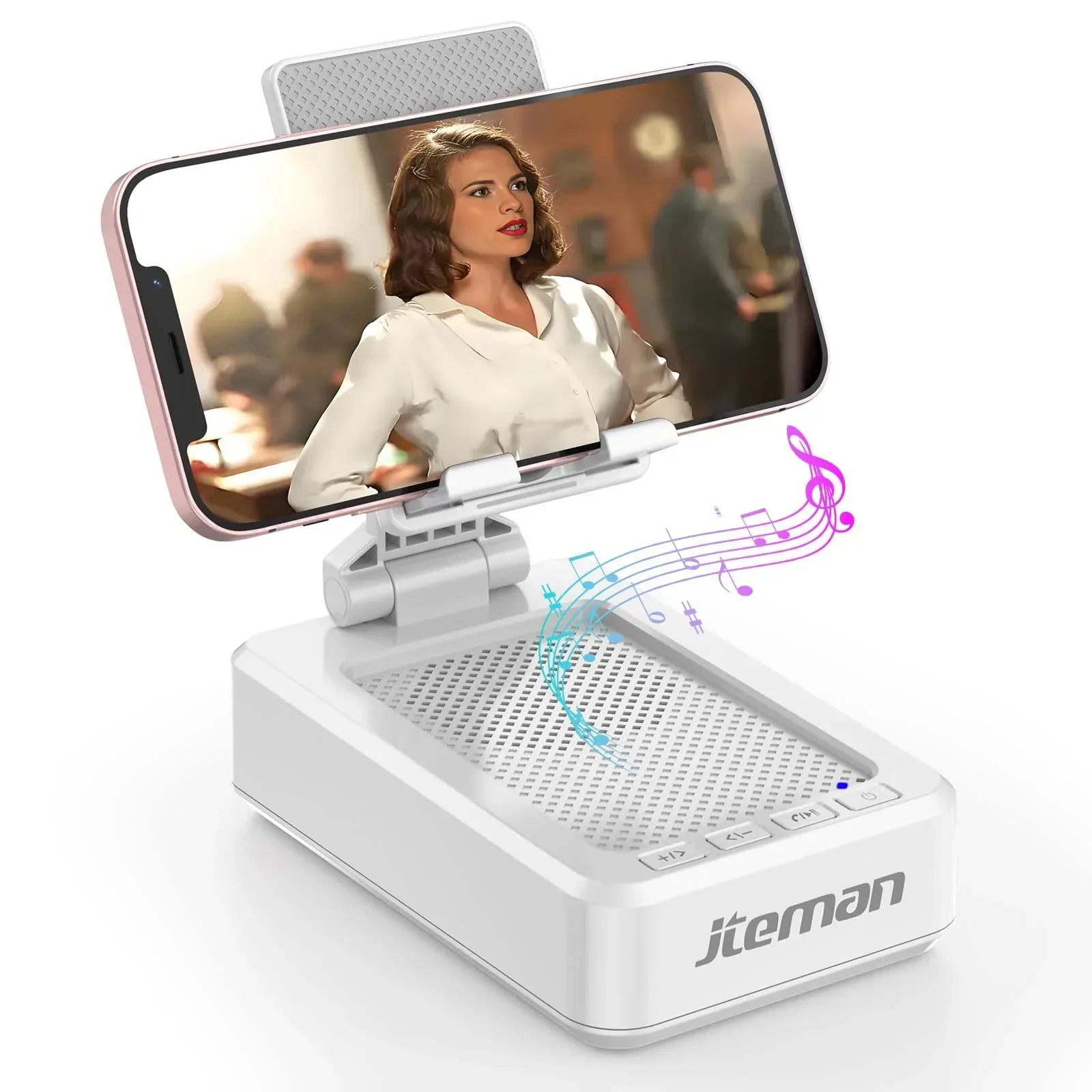 Cell Phone Stand with Wireless Bluetooth Speaker and Anti-Slip Base HD Surround Sound Perfect for Home and Outdoors with Bluetooth Speaker for Desk Compatible with iPhone/ipad/Samsung Galaxy - Unique Gift Market