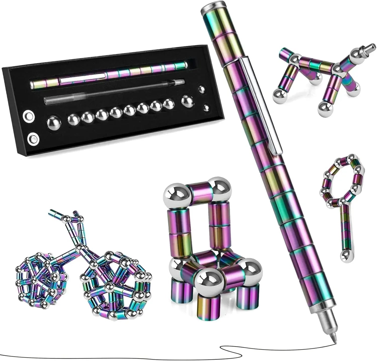 LARAH Color Fidget Pen Toy, Sensory Tool EDC Fidgeting Game for Adults, Cool Gadget Best for Stress and Anxiety Relief and Kill Time,Novelty Gifts for Teen and Adults - Unique Gift Market
