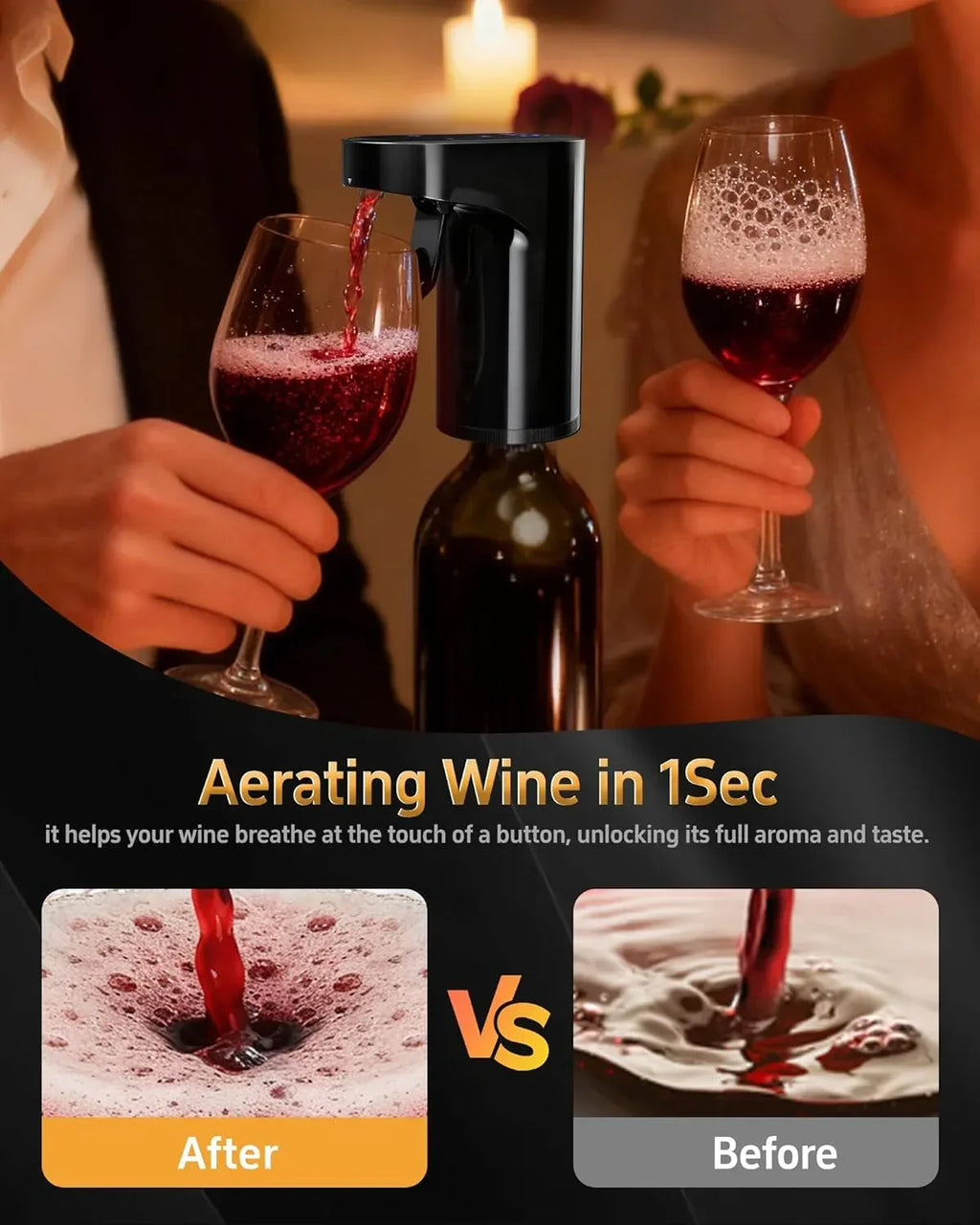 2026 Valentines Day Gifts,5-in-1 Electric Wine Decanter with Aerator,Smart Liquor Dispenser Adjustable Dosing, Whiskey Pourer,Automatic Liquor Bottle Pump,Birthday Gifts for Her/Him/Women/Men(Black) - Unique Gift Market