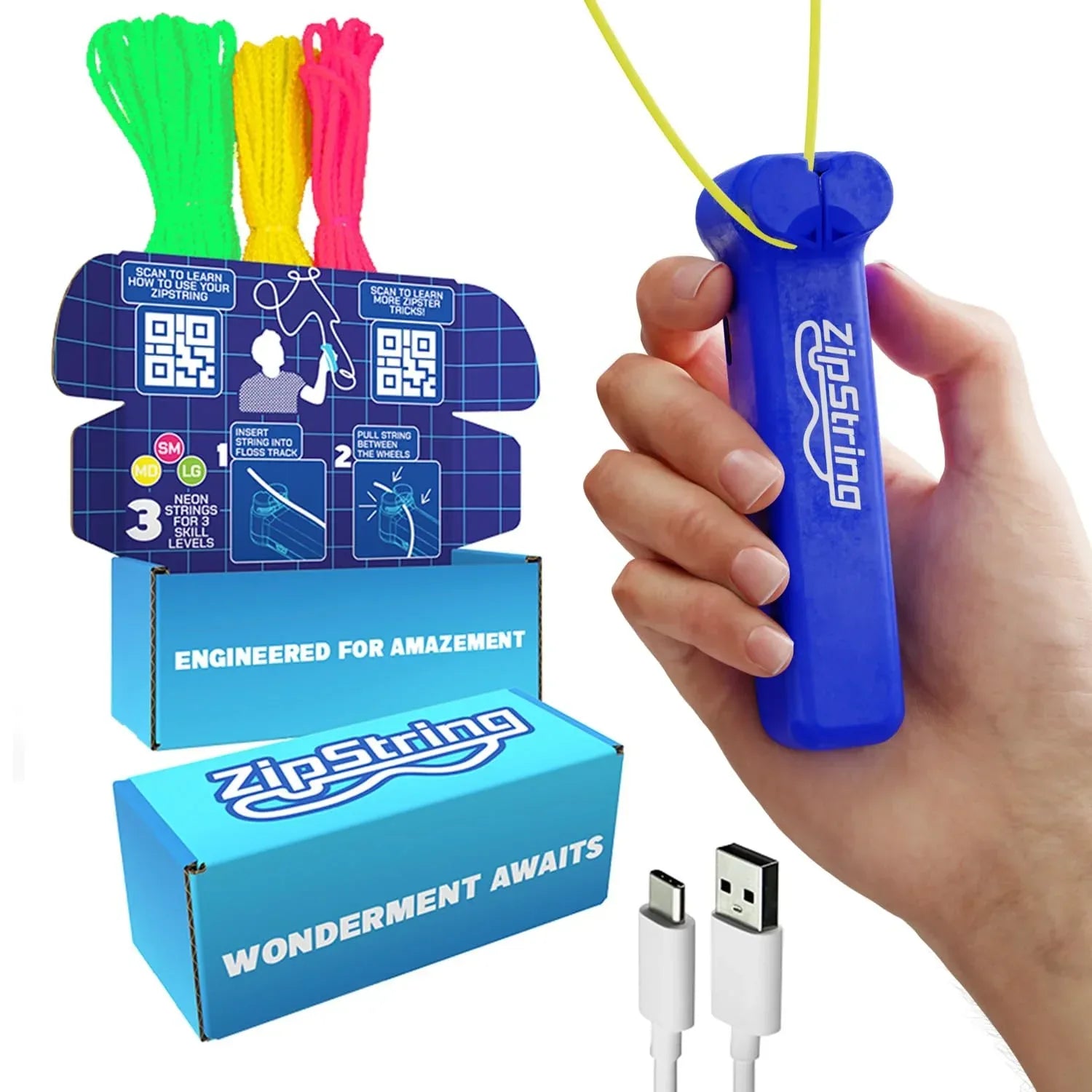ZipString Original - As Seen on Shark Tank - Classic Rope Launcher Toy, Perfect for Kids & Adults - Fly a String Loop in The Air for Endless Tricks & Fun, Wonderment Awaits, Rock'it Red - Unique Gift Market