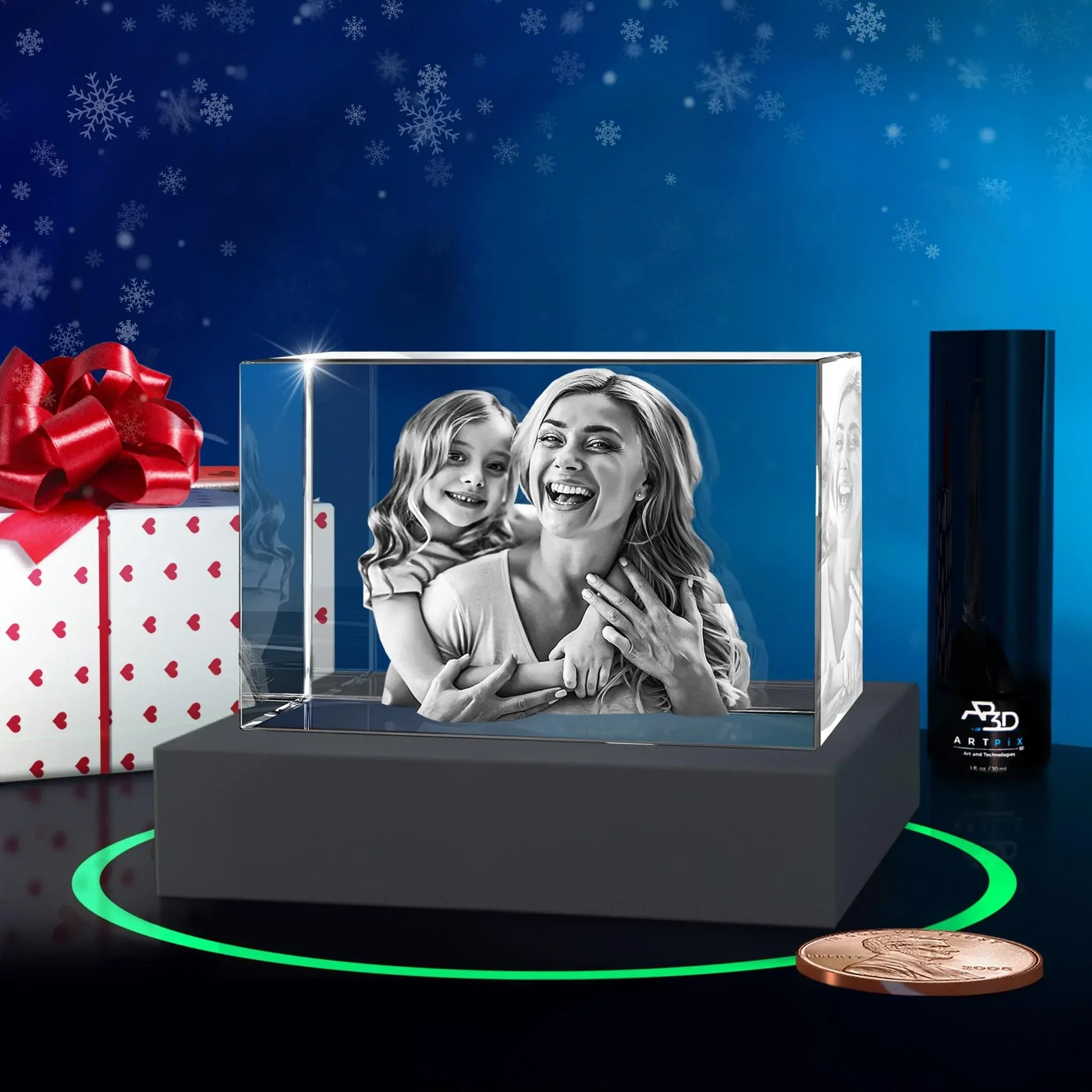 ArtPix 3D Crystal Photo, Valentines Day Personalized Gifts for Women, Wife, Men, Her, Him, Great V-Day Custom Gift With Your Own Photo, Customized Glass 3D Laser Etched Picture Wedding - Unique Gift Market