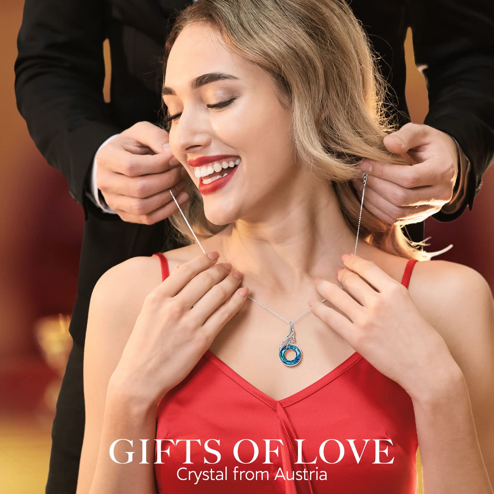 Kate Lynn "Rise From the Ashes Phoenix Necklace Made with Crystals from Austria, 18"+2" Necklace, Packaged with Jewelry Box, Birthday Gift for Women, Symbol of Luck and Renewal