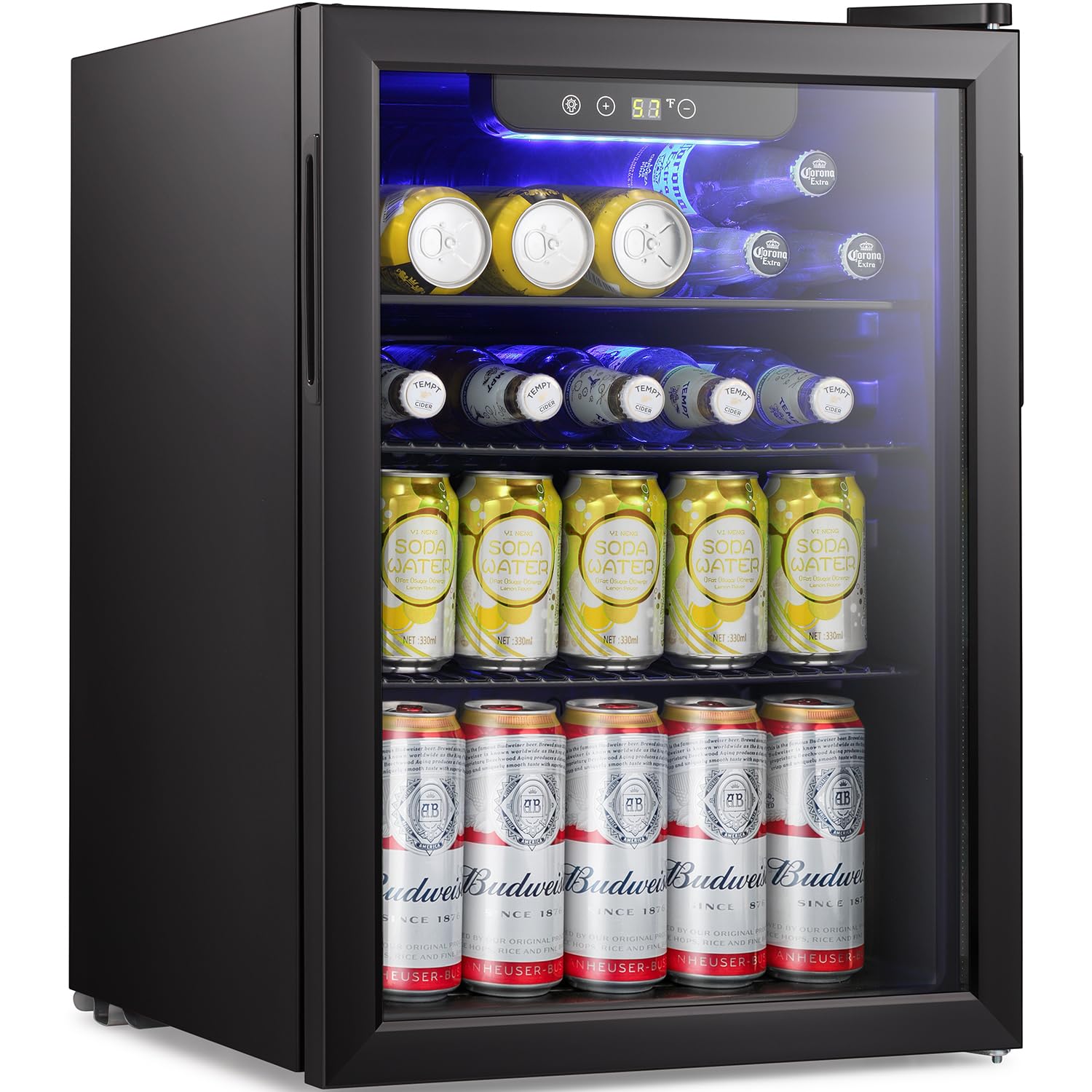 Antarctic Star 18L Beverage Refrigerator Cooler 24Can, Mini Fridge with Quiet Compressor, LED Light,Freestanding Small Fridge with Electronic Temperature Control for Home and Bar(40-61 ℉)