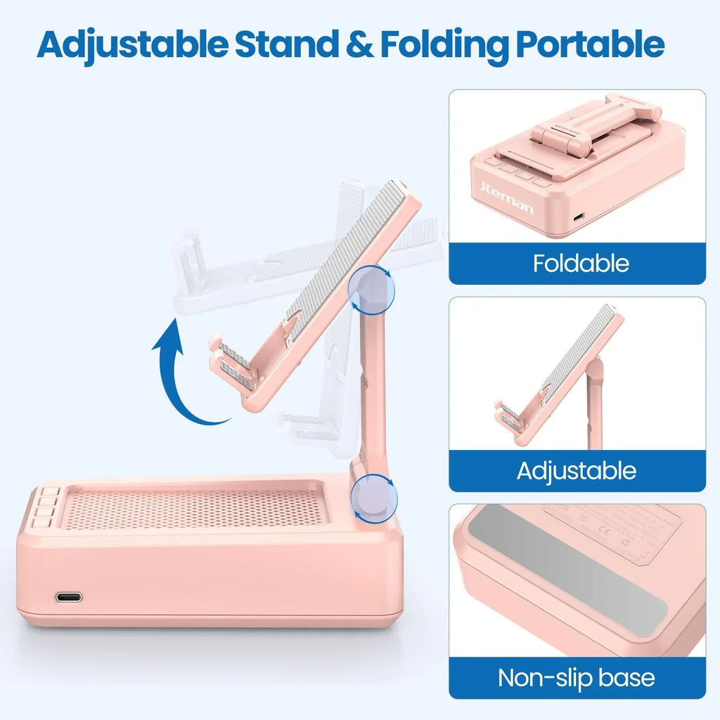 Cell Phone Stand with Wireless Bluetooth Speaker and Anti-Slip Base HD Surround Sound Perfect for Home and Outdoors with Bluetooth Speaker for Desk Compatible with iPhone/ipad/Samsung Galaxy - Unique Gift Market