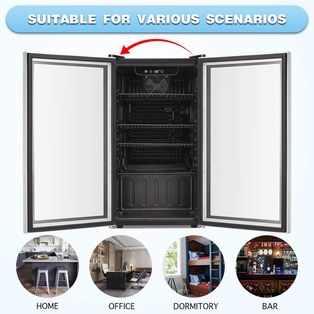 Antarctic Star 18L Beverage Refrigerator Cooler 24Can, Mini Fridge with Quiet Compressor, LED Light,Freestanding Small Fridge with Electronic Temperature Control for Home and Bar(40-61 ℉)