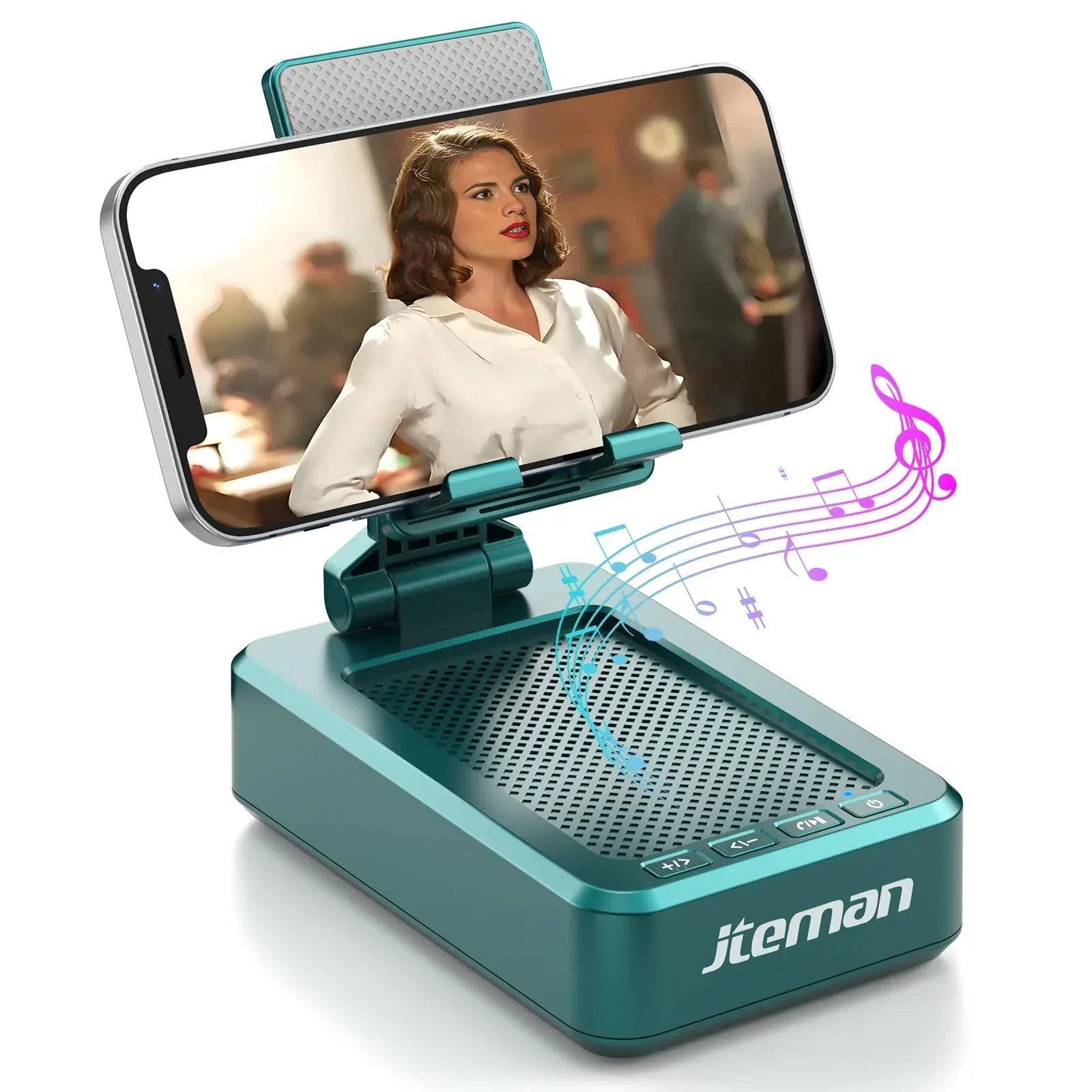 Cell Phone Stand with Wireless Bluetooth Speaker and Anti-Slip Base HD Surround Sound Perfect for Home and Outdoors with Bluetooth Speaker for Desk Compatible with iPhone/ipad/Samsung Galaxy - Unique Gift Market