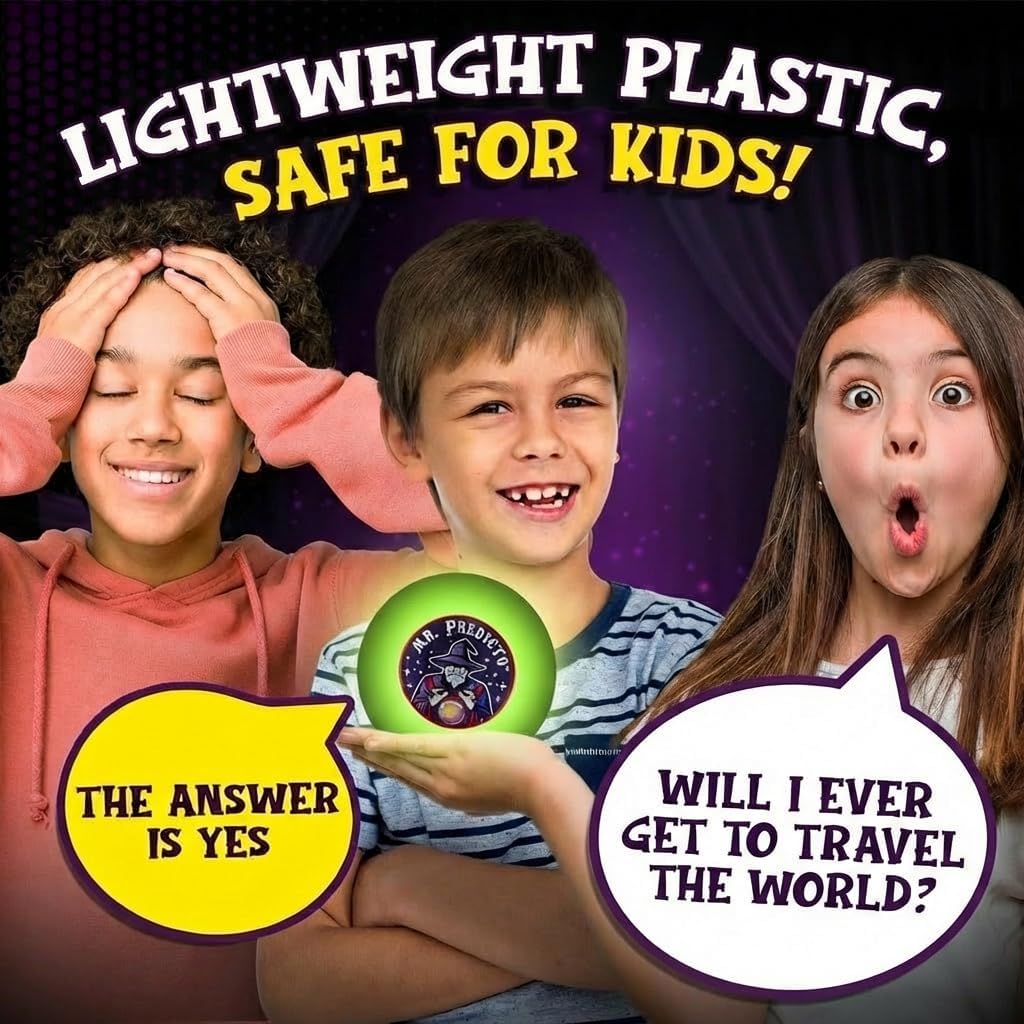 Talking Mr. Predicto Fortune Telling Ball - Ask a Question & He Speaks Your Answer Out Loud - Color Changing Plastic Crystal Ball Toy with 30+ Mystical Responses - Gag Gift for Kids, Teens & Families