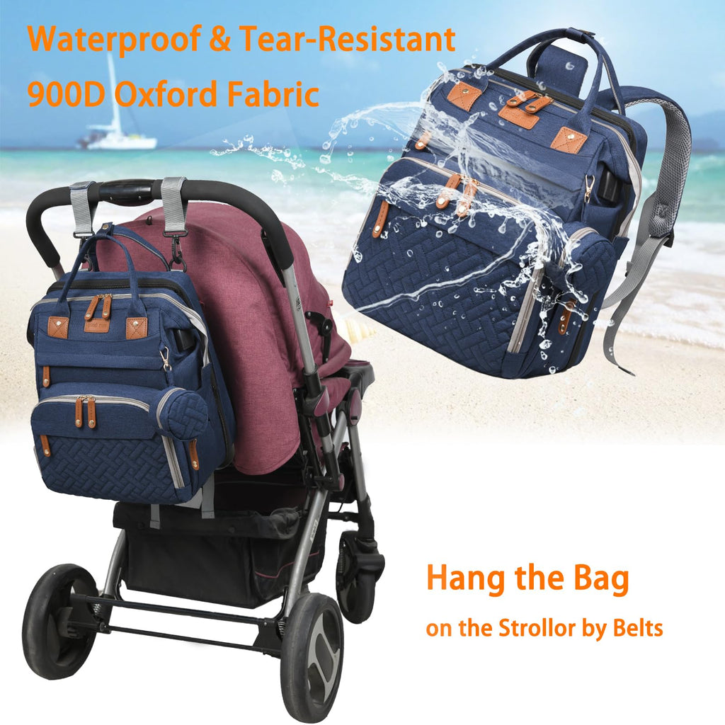 Baby Diaper Bags with Changing Station, Waterproof Diaper Bag Backpack for Moms Dads with USB Charging Port, Baby Shower Gifts, Large Capacity diaper backpack, Grey