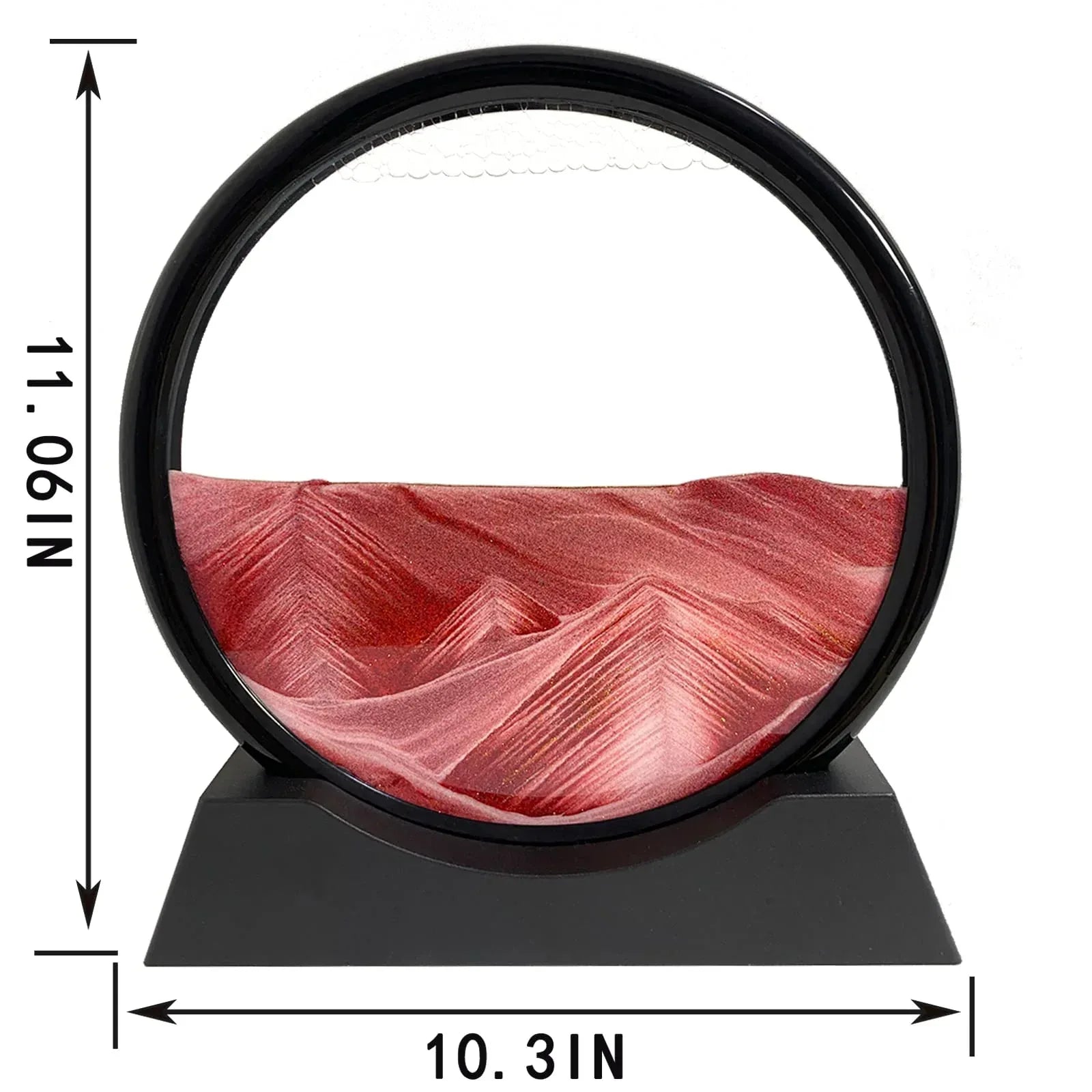 Moving Sand Art Picture - Sand Art Liquid Motion 3D Deep Sea Sandscape, Round Glass Frame Display Flowing Sand Relaxing Toy for Desktop Home Office Work Ocean Decor(Black, 7") - Unique Gift Market