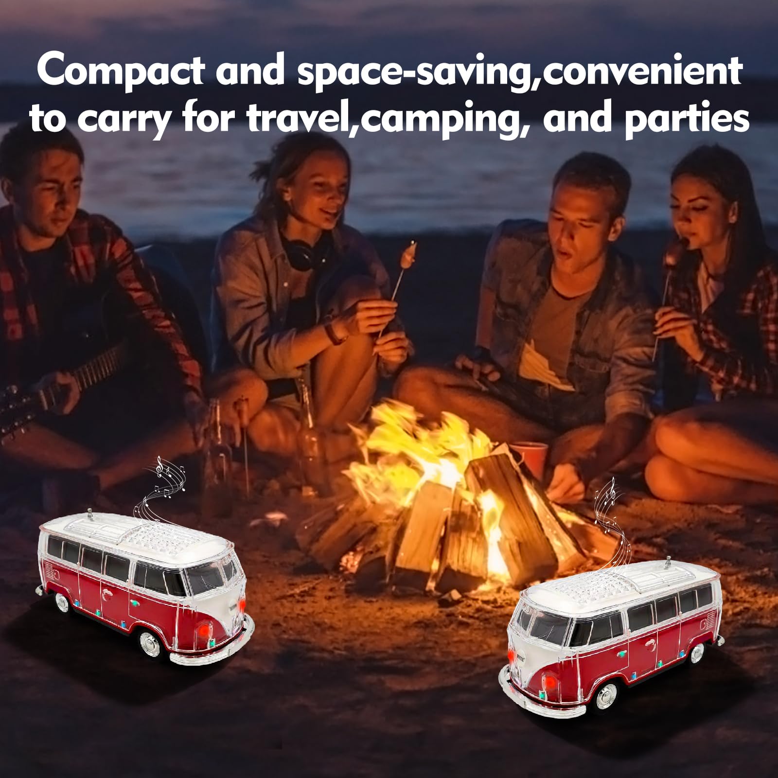 Mini Bus Bluetooth Speaker with Microphone, Portable Speaker Bluetooth, Small Speakers Bluetooth Wireless, LED Light, USB/TF, Car Design, Gift for Men, Men Birthday Gift Ideas (Green)