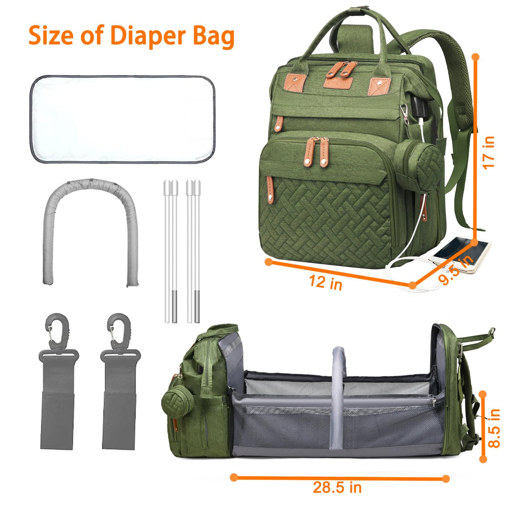 Baby Diaper Bags with Changing Station, Waterproof Diaper Bag Backpack for Moms Dads with USB Charging Port, Baby Shower Gifts, Large Capacity diaper backpack, Grey