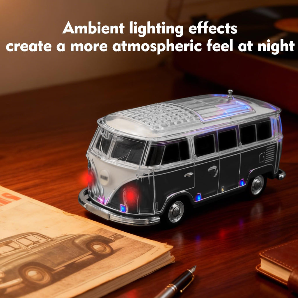 Mini Bus Bluetooth Speaker with Microphone, Portable Speaker Bluetooth, Small Speakers Bluetooth Wireless, LED Light, USB/TF, Car Design, Gift for Men, Men Birthday Gift Ideas (Green)