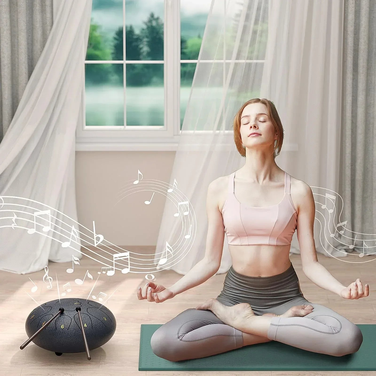 Rain Drum for Outside Garden, 6 Inches 8 Notes Steel Tongue Chakra Drums, Waterproof Meditation Rain Chime, Musical Instruments for Adult Gift with Bag, Music Book, Drum Mallets (Green) - Unique Gift Market