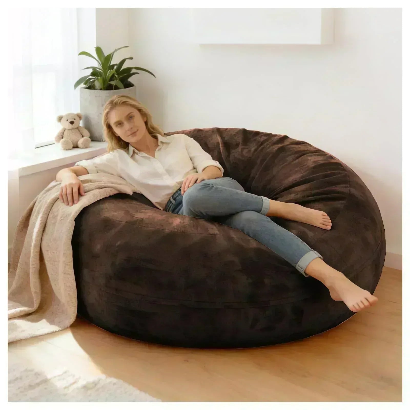 Big Beanbag Chairs for Adults ，6FT Bean Bag Chair with Filler Memory Foam Chair Super Soft Plush, Living Room Furniture, Suitable for bedrooms, Comfy Lounge Reading Chairs Birthday Gifts for Women Mom - Unique Gift Market