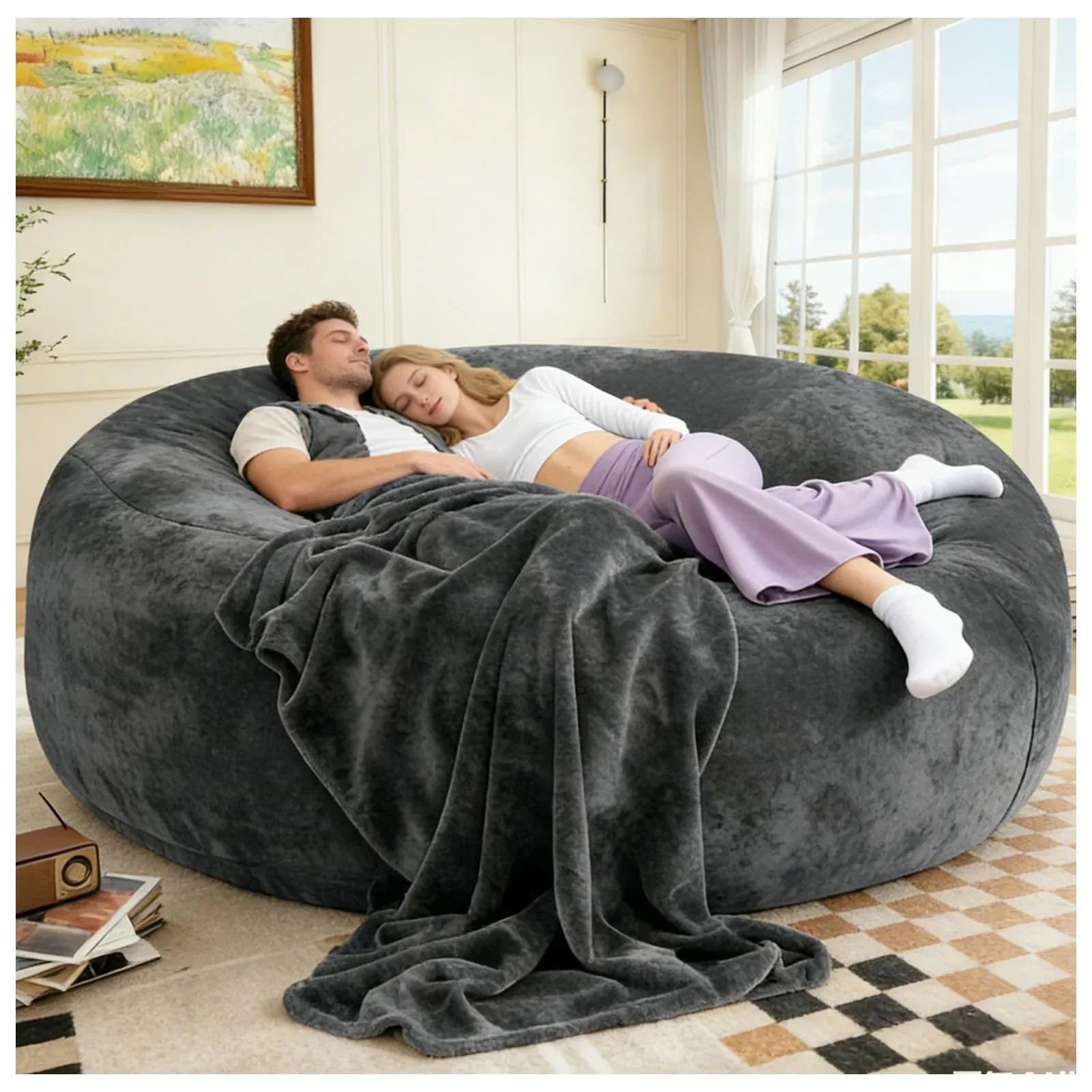 Big Beanbag Chairs for Adults ，6FT Bean Bag Chair with Filler Memory Foam Chair Super Soft Plush, Living Room Furniture, Suitable for bedrooms, Comfy Lounge Reading Chairs Birthday Gifts for Women Mom - Unique Gift Market