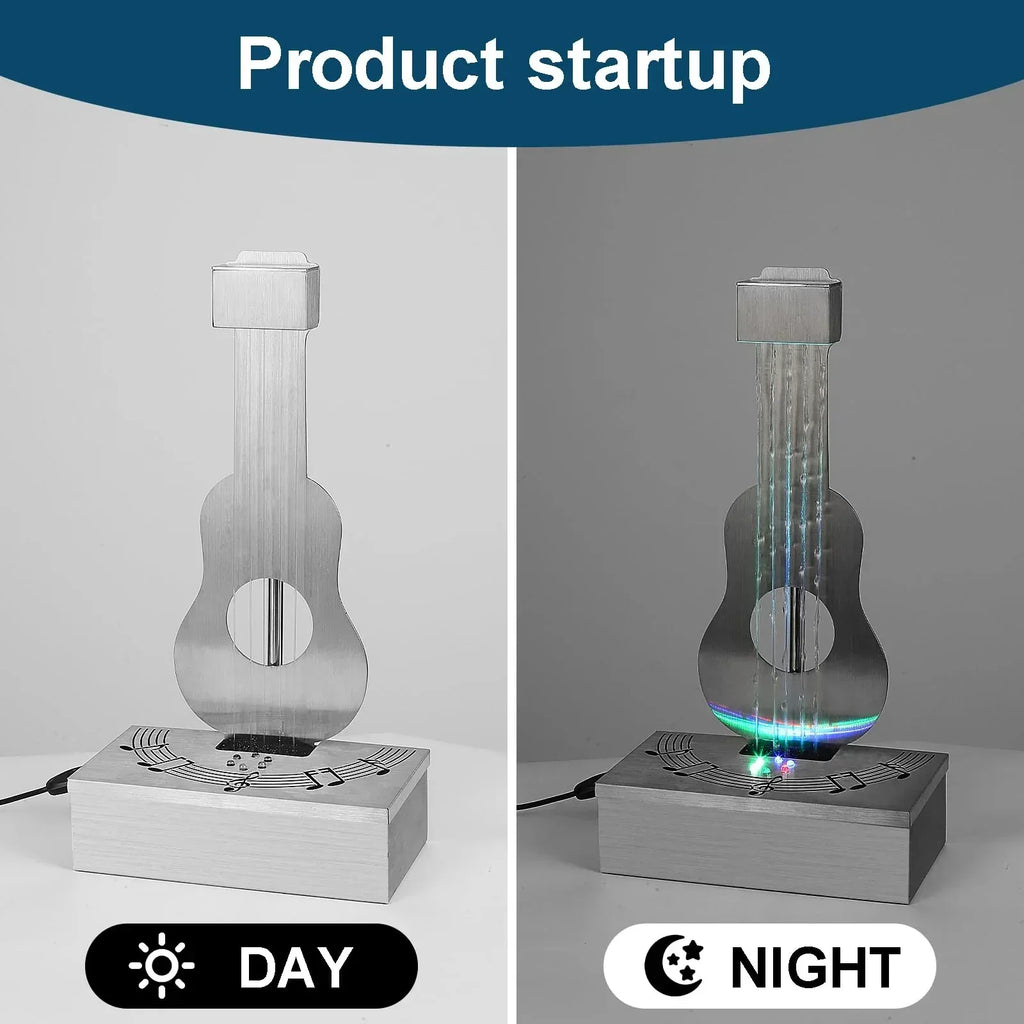 Indoor Tabletop Waterfall Moon Fountain, Home Décor Soothing Rain Sound Meditation Relaxing Fountains, Nature Slate Water Feature with Light for Room Office Desktop Decoration-13 Tall - Unique Gift Market