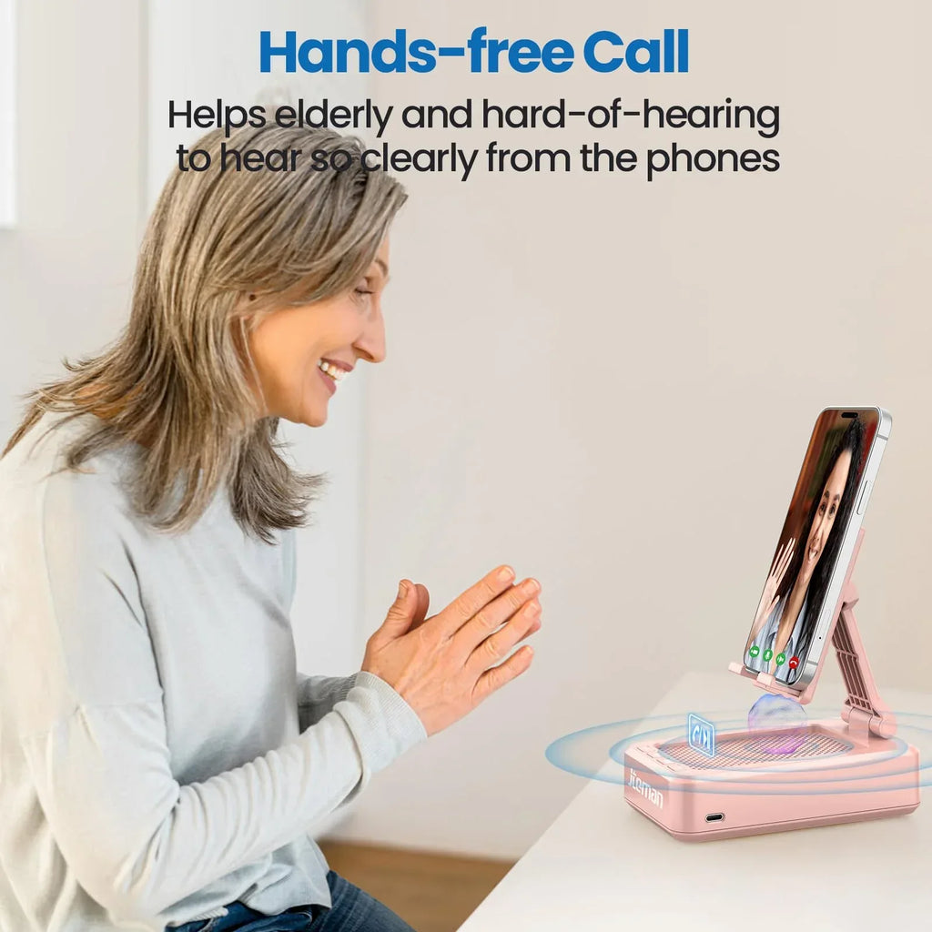 Cell Phone Stand with Wireless Bluetooth Speaker and Anti-Slip Base HD Surround Sound Perfect for Home and Outdoors with Bluetooth Speaker for Desk Compatible with iPhone/ipad/Samsung Galaxy - Unique Gift Market